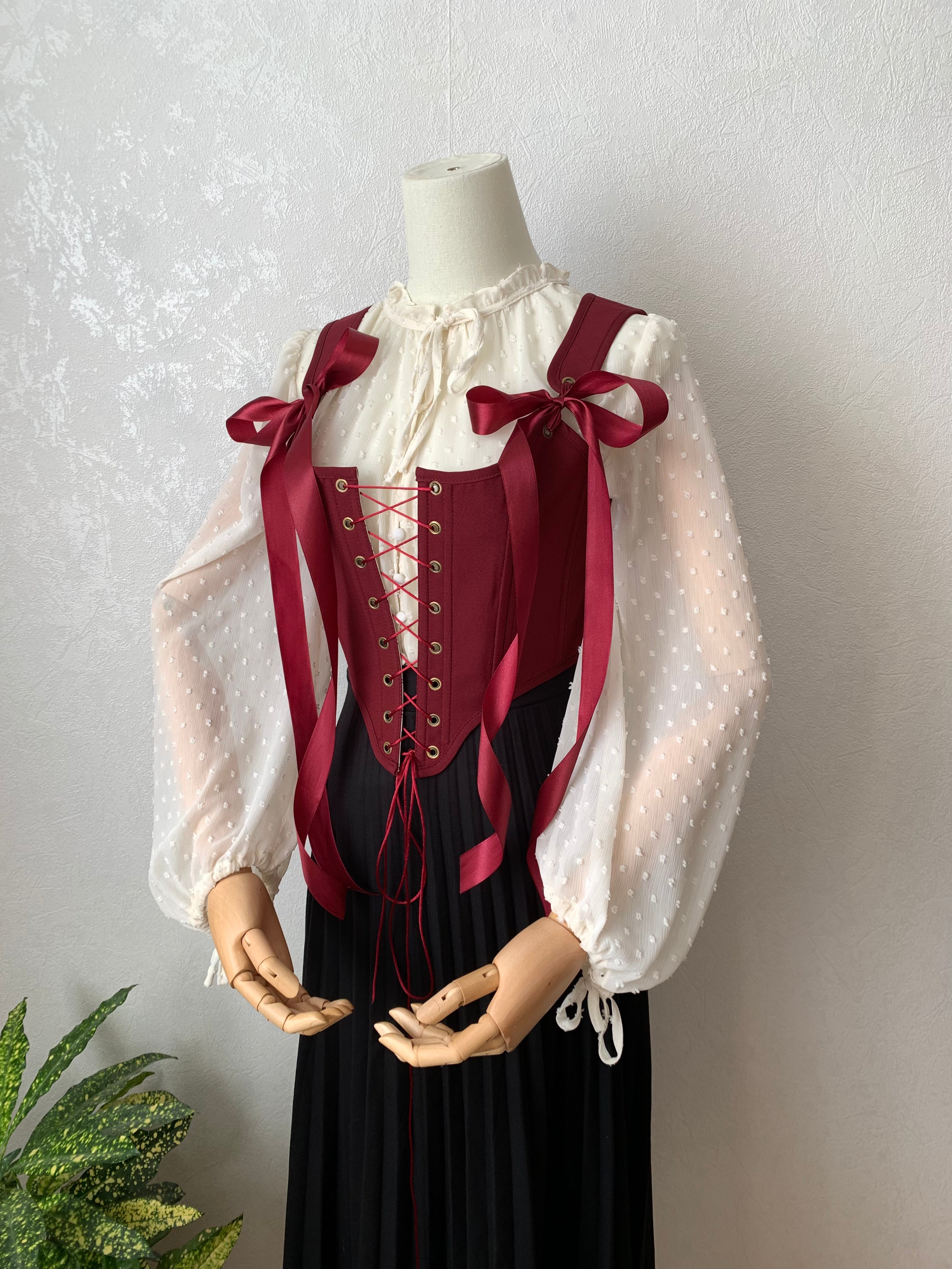 Reversible Burgundy Botanical Corset