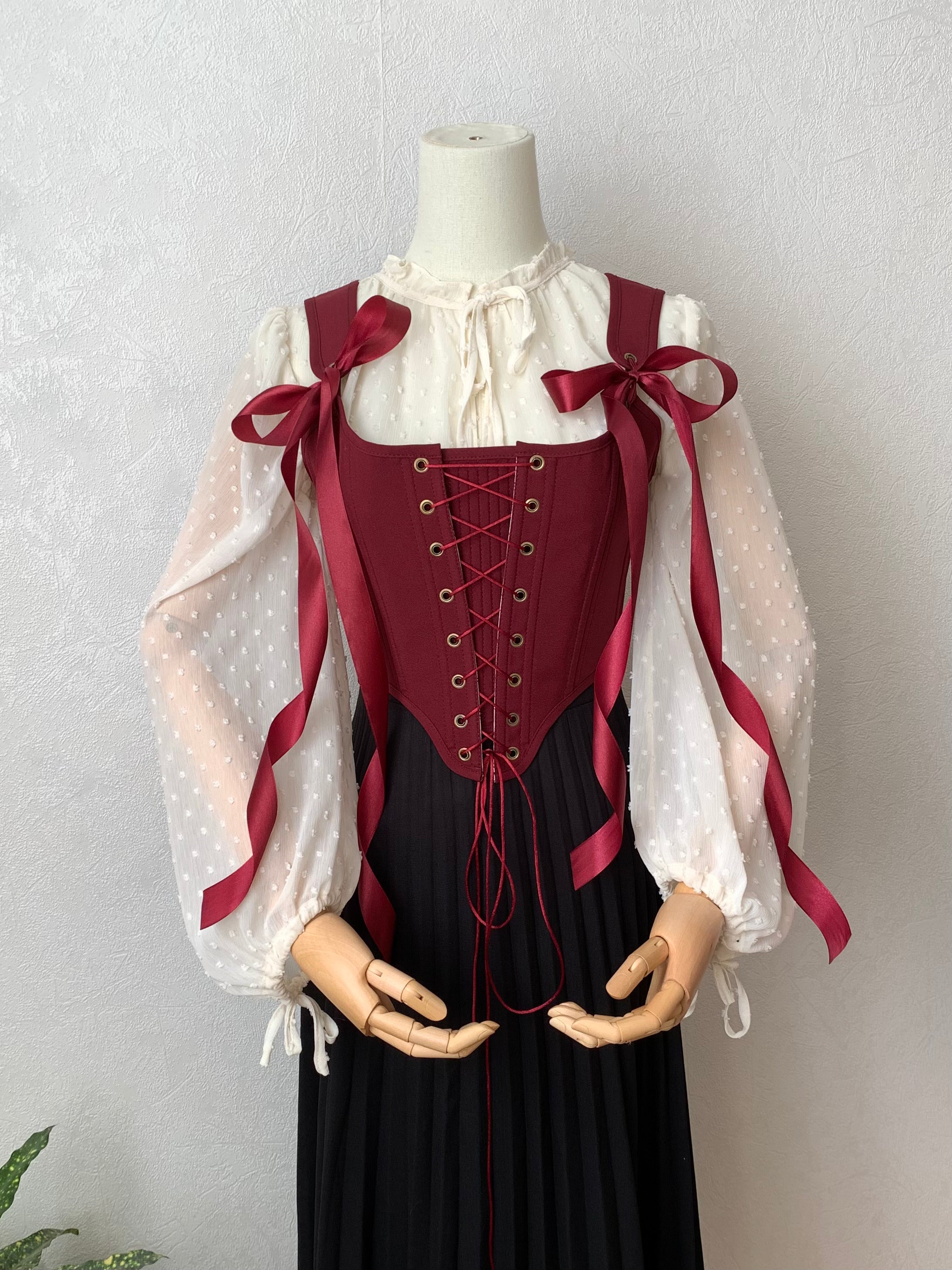 Reversible Burgundy Botanical Corset