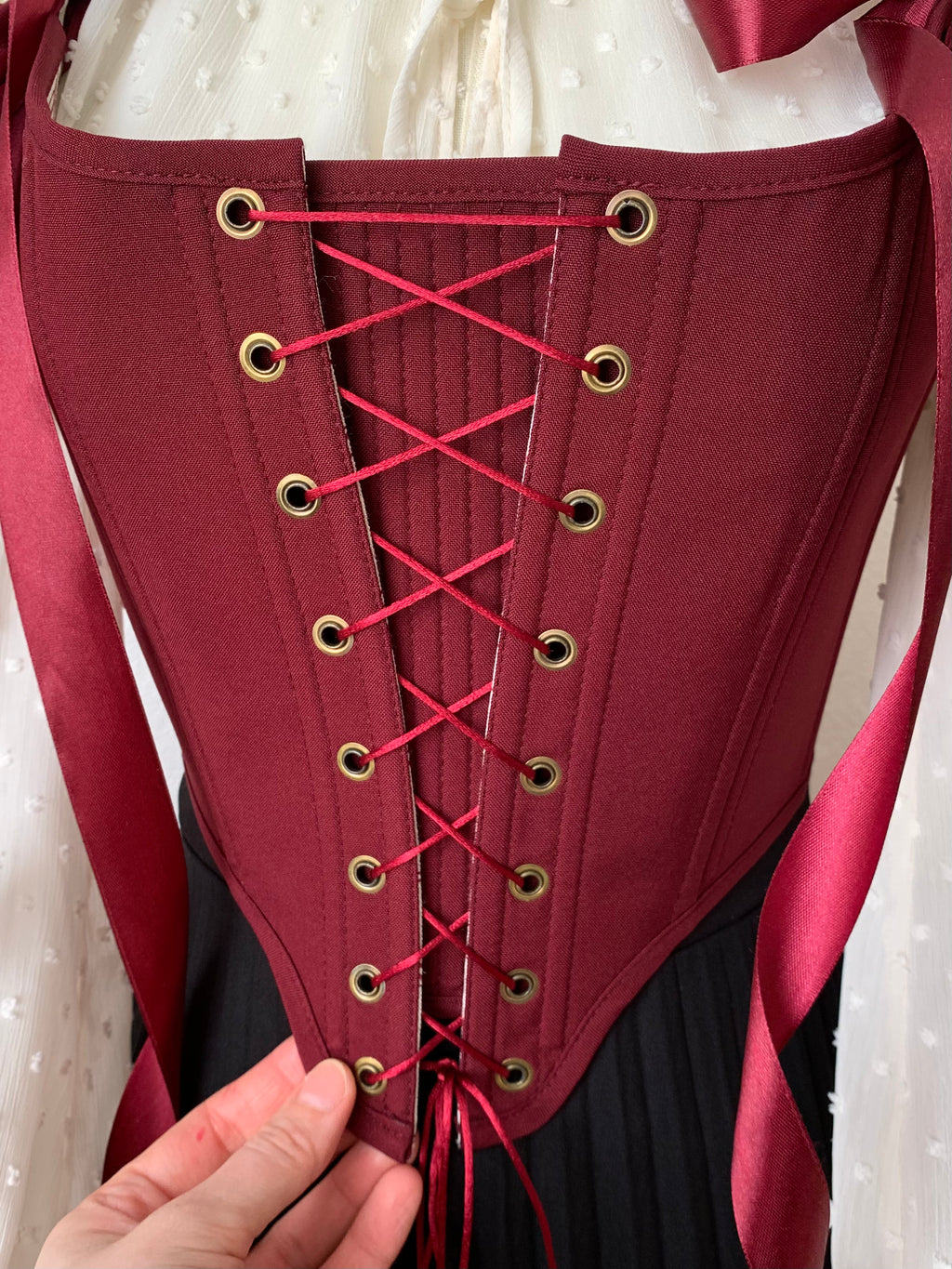 Reversible William Morris Red Corset