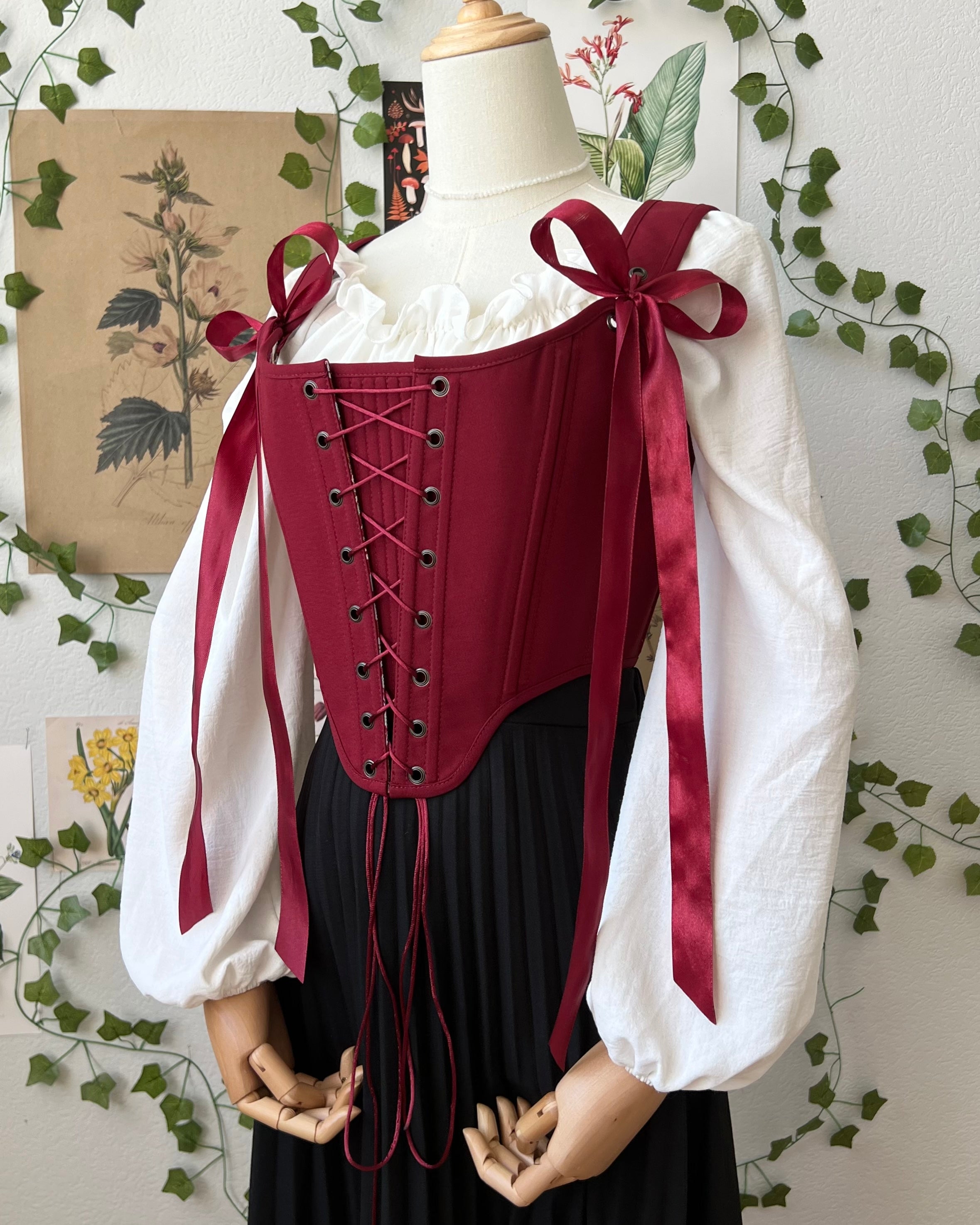 Reversible Red William Morris Corset | Ready-to-Ship