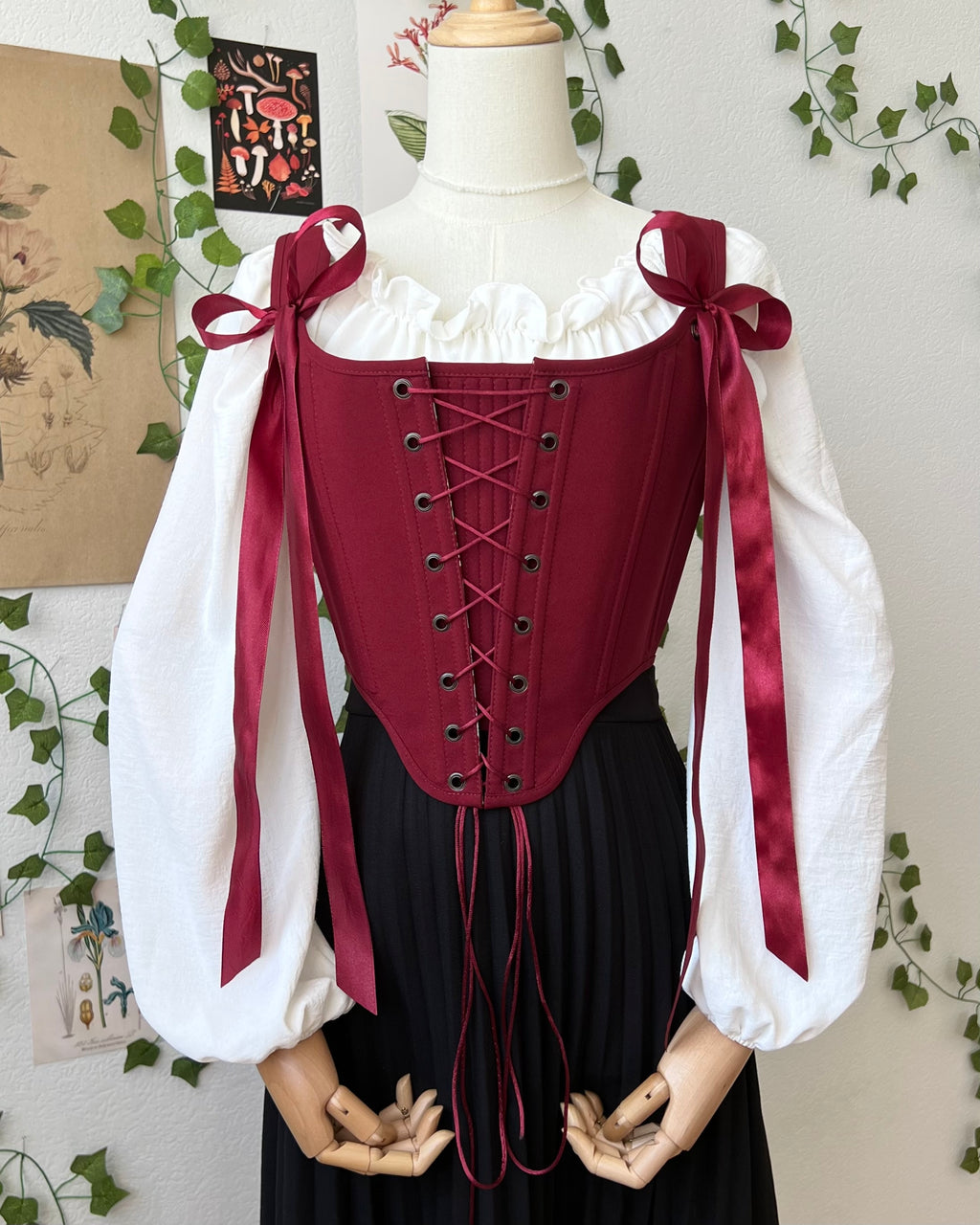 Reversible Red William Morris Corset | Ready-to-Ship
