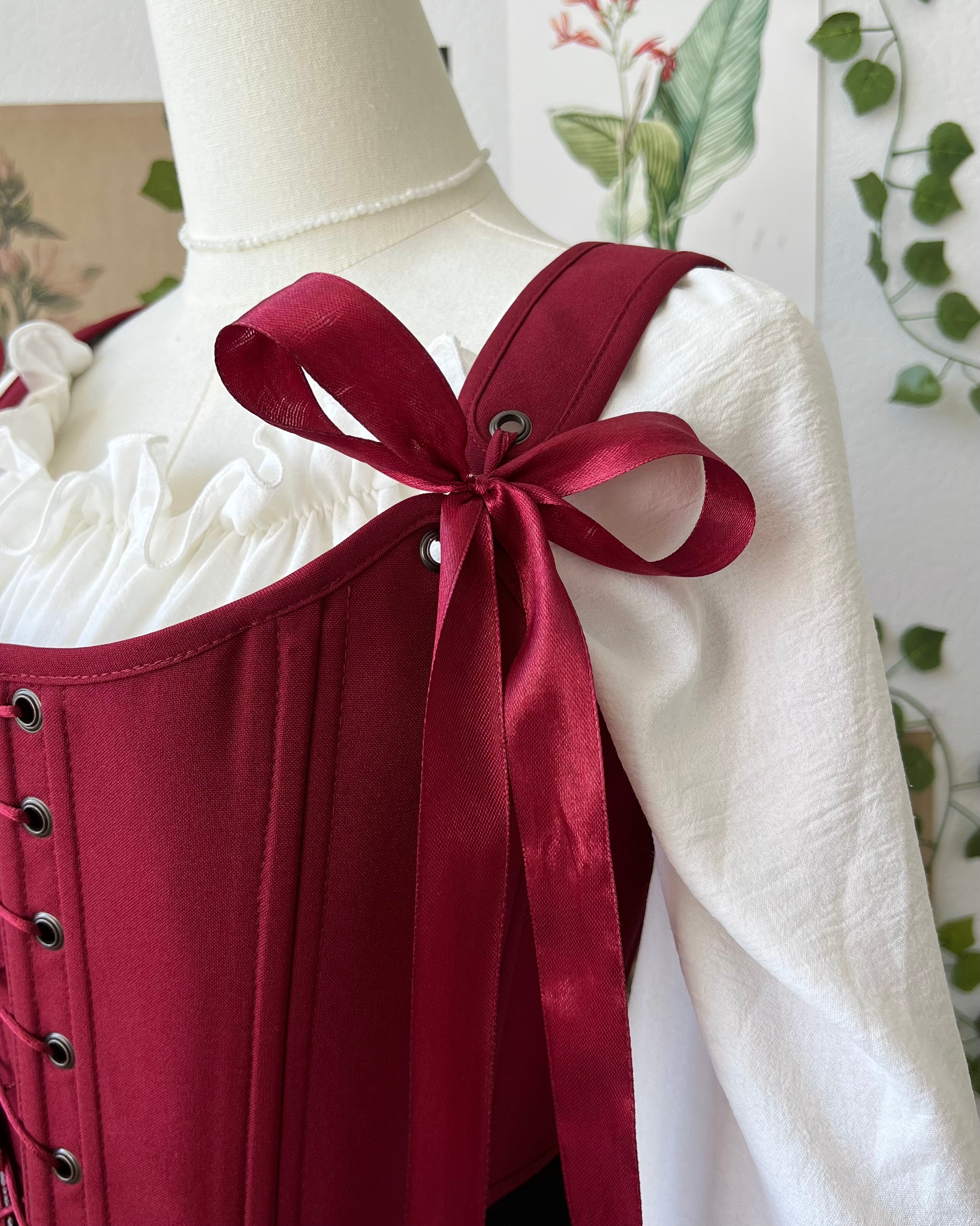 Reversible Red William Morris Corset | Ready-to-Ship