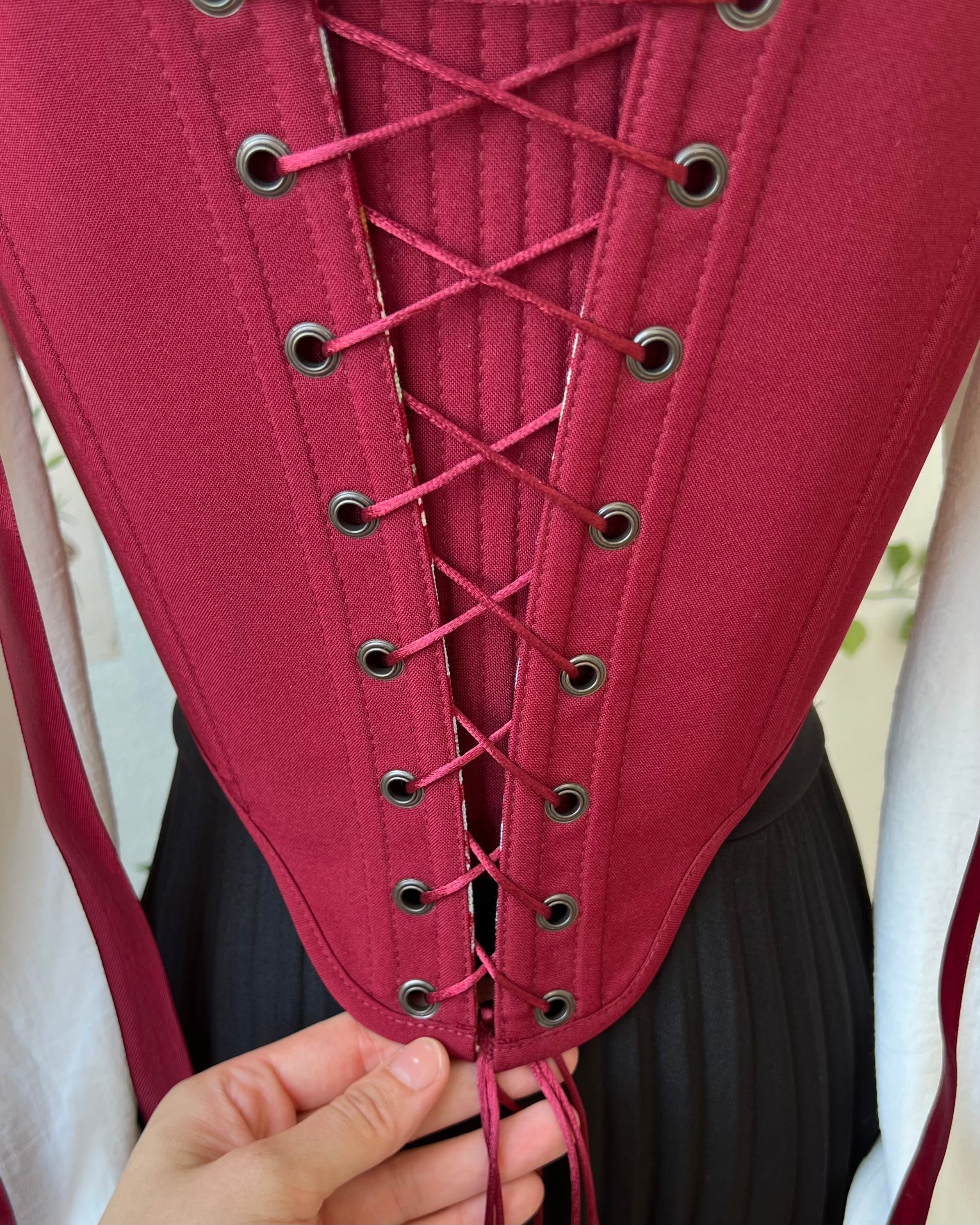 Reversible Red William Morris Corset | Ready-to-Ship