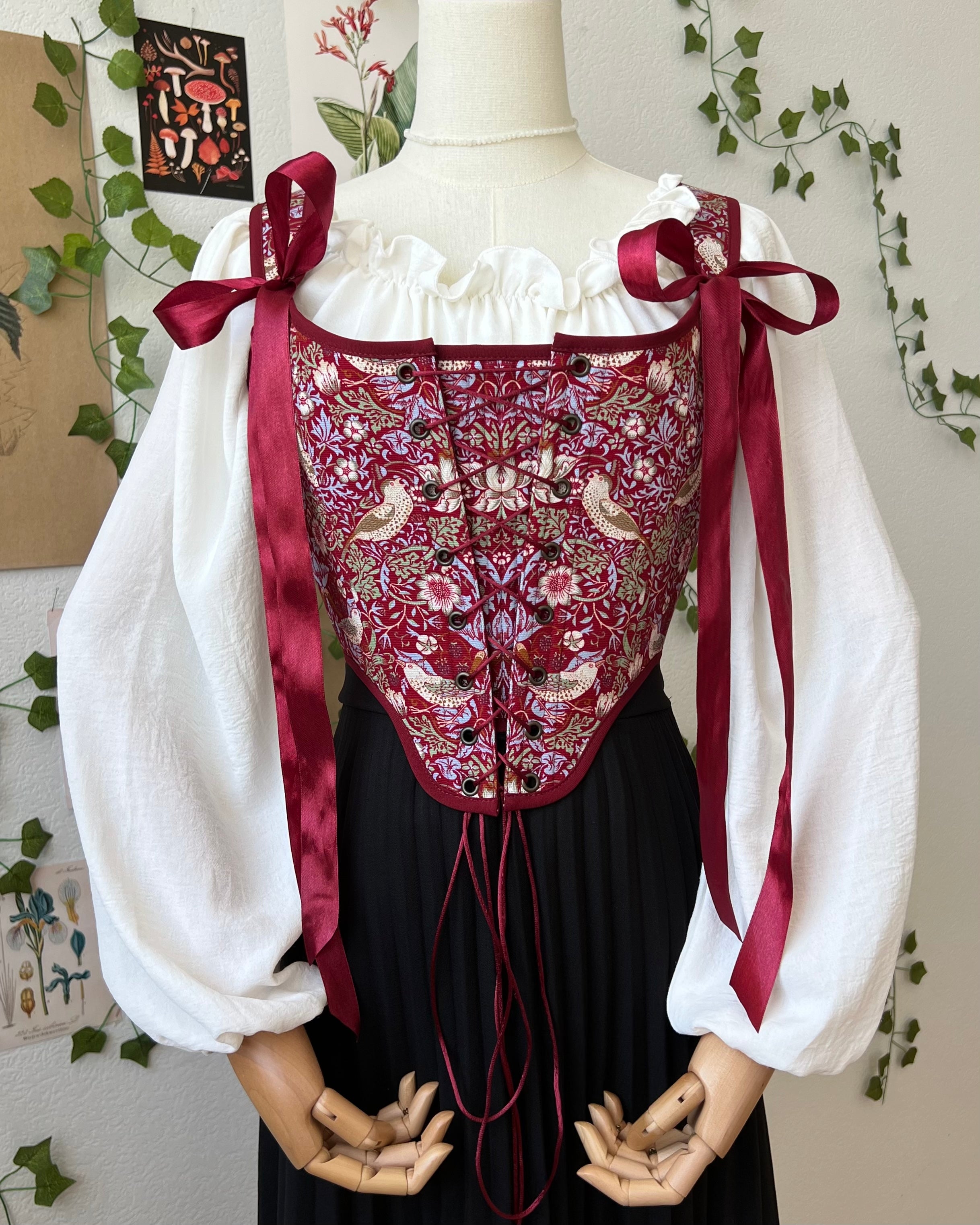 Reversible Red William Morris Corset | Ready-to-Ship