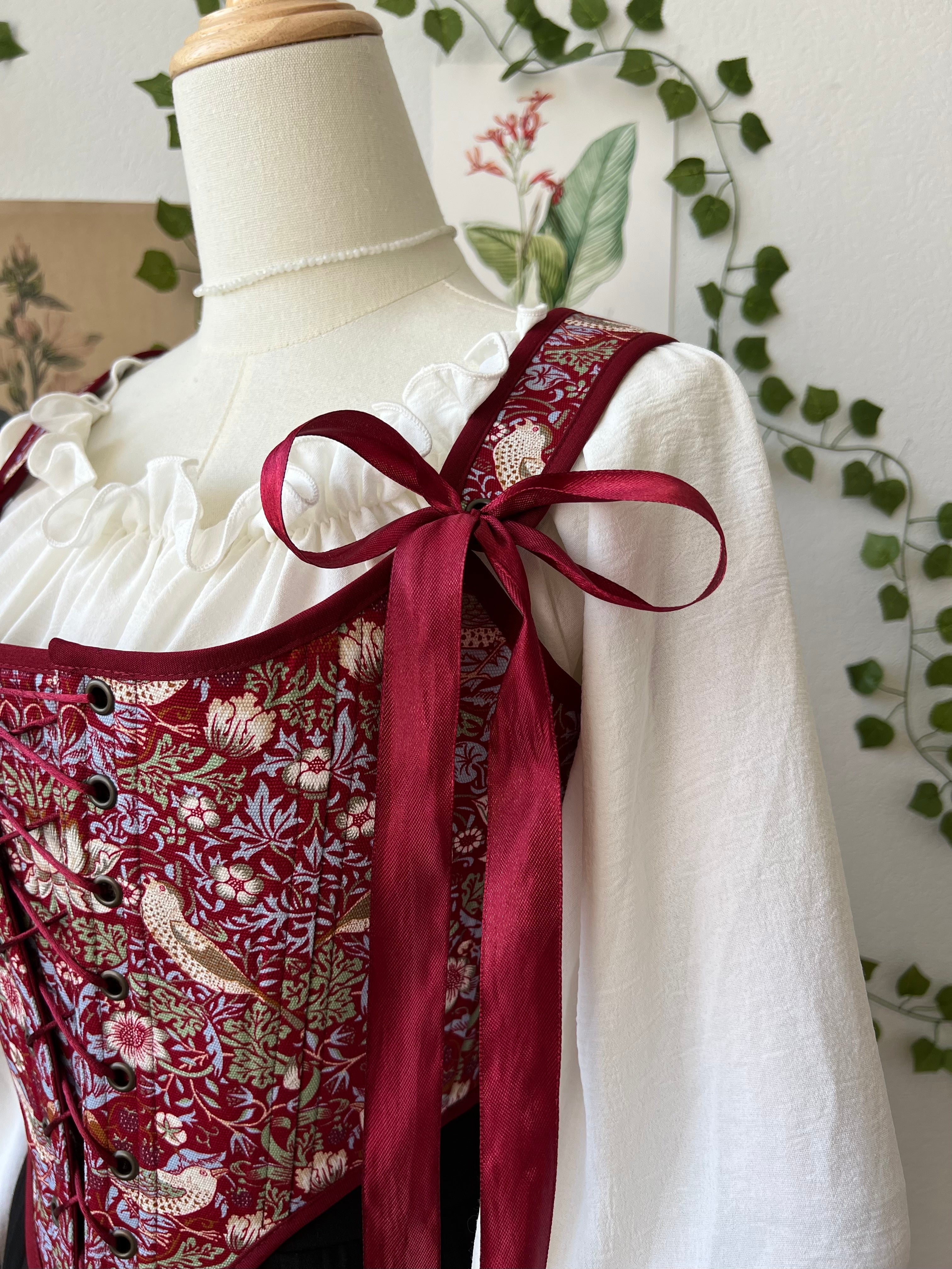 Reversible Red William Morris Corset | Ready-to-Ship
