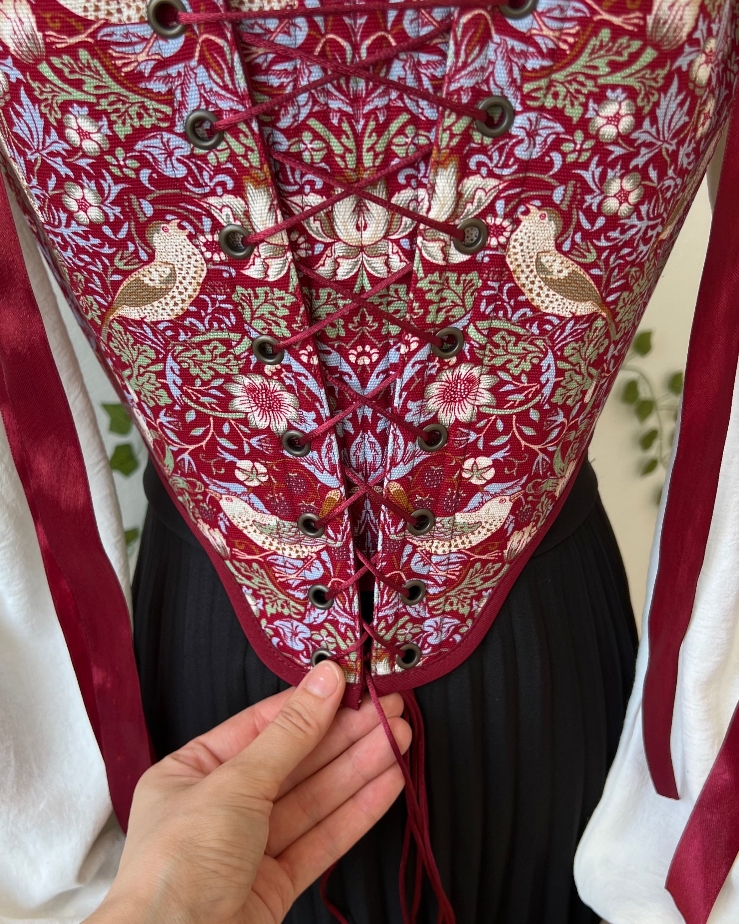 Reversible Red William Morris Corset | Ready-to-Ship