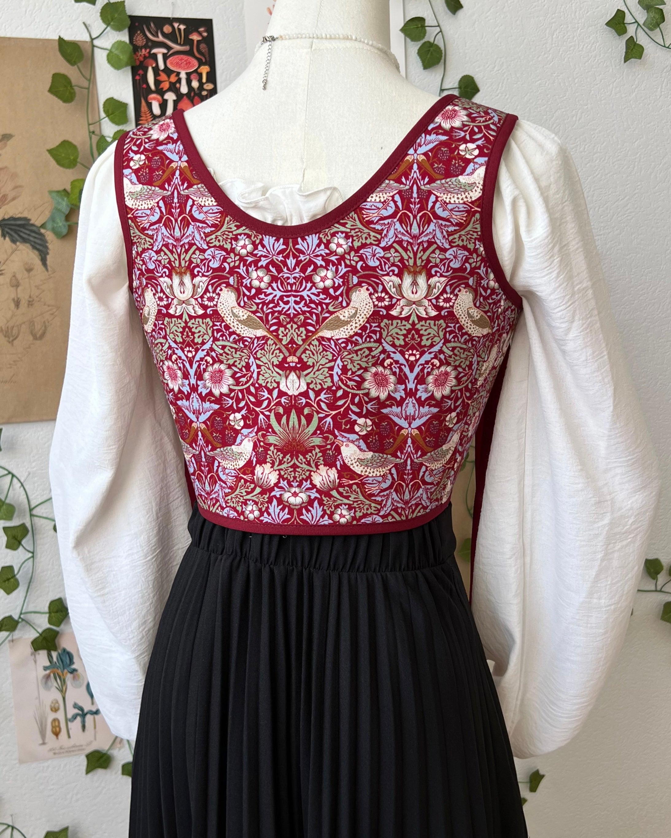 Reversible Red William Morris Corset | Ready-to-Ship