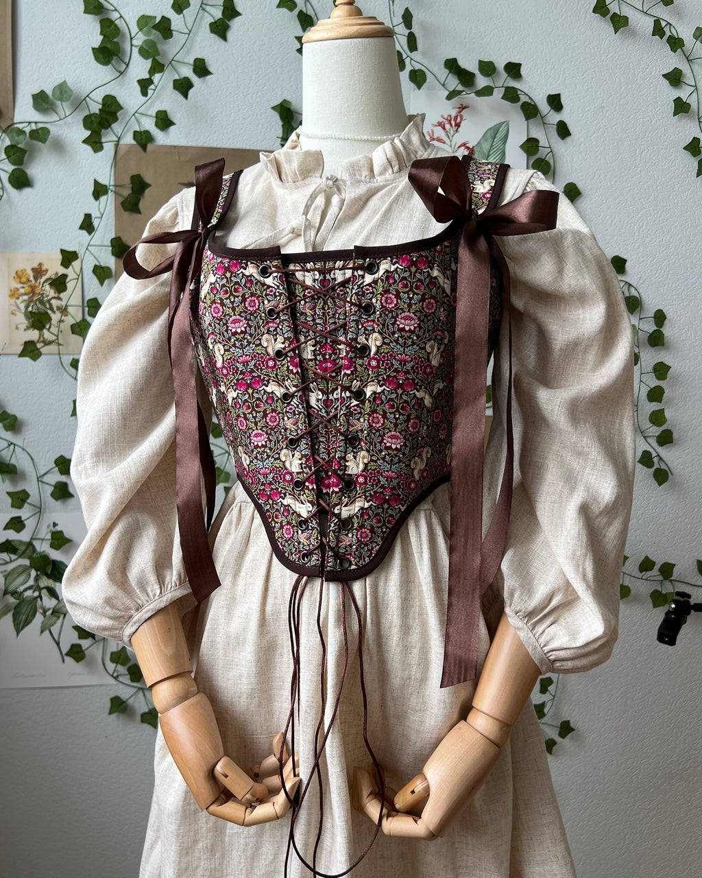 Reversible Brown William Morris Corset | Ready-to-Ship