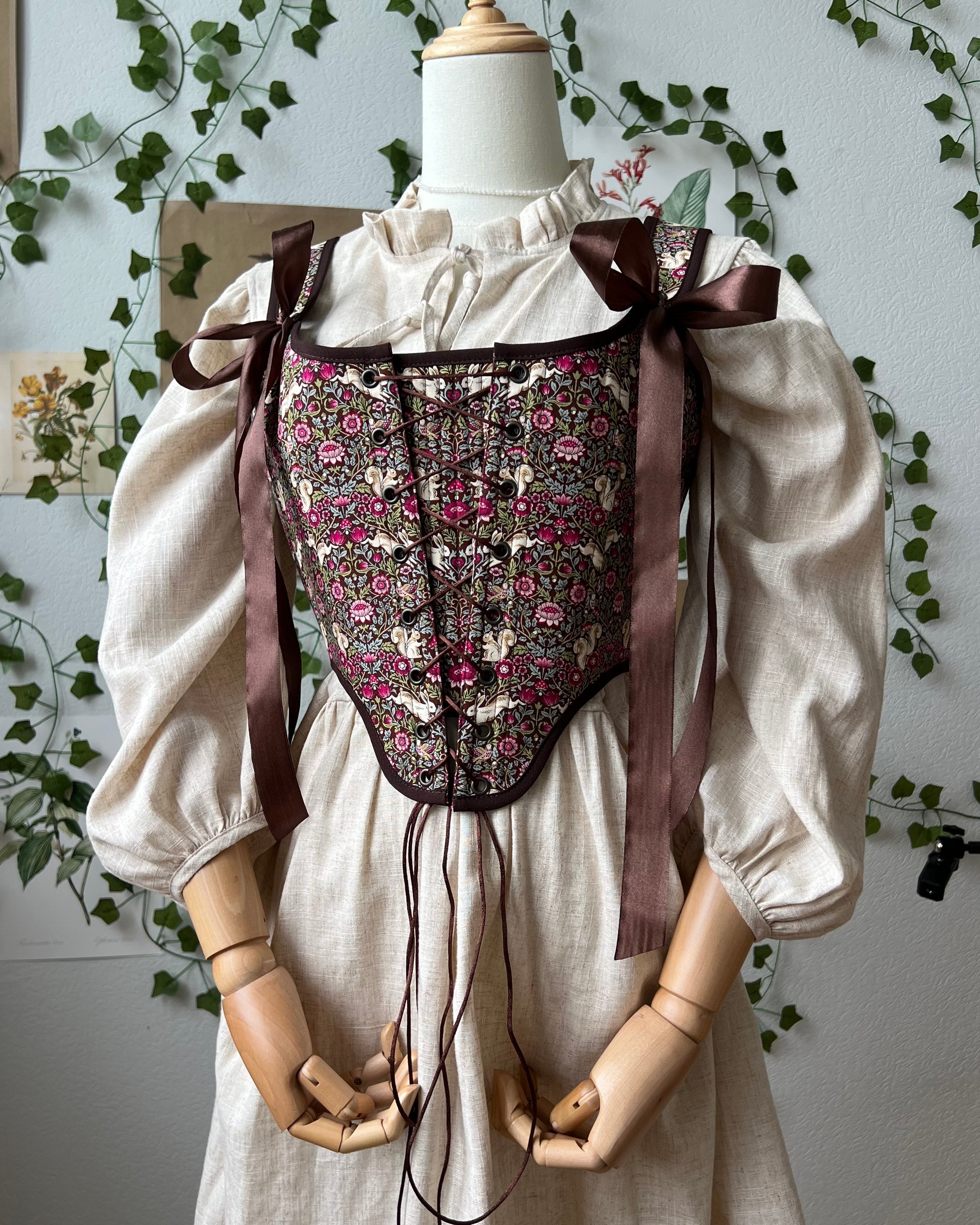Reversible Brown William Morris Corset | Ready-to-Ship