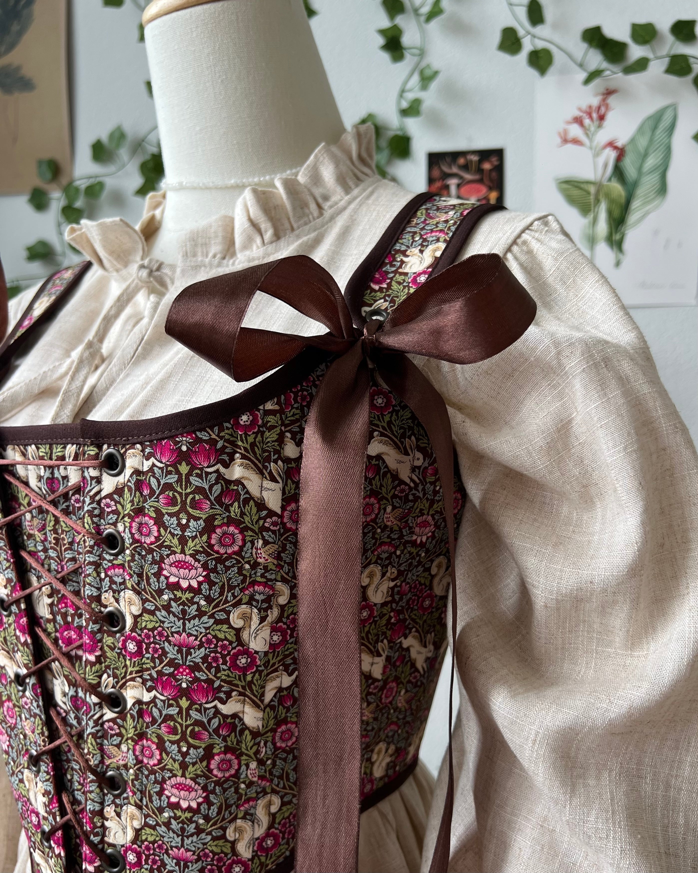 Reversible Brown William Morris Corset | Ready-to-Ship