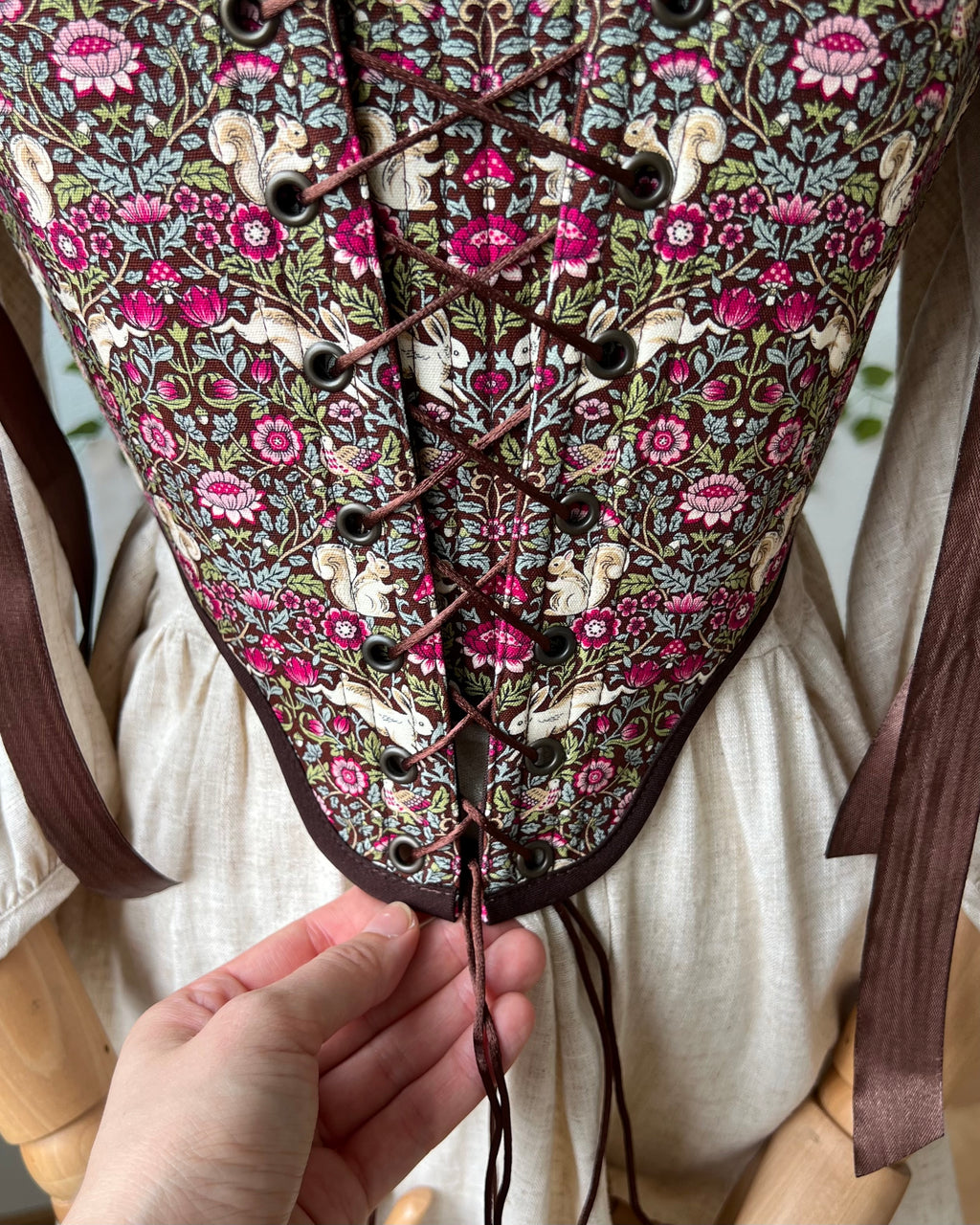 Reversible Brown William Morris Corset | Ready-to-Ship