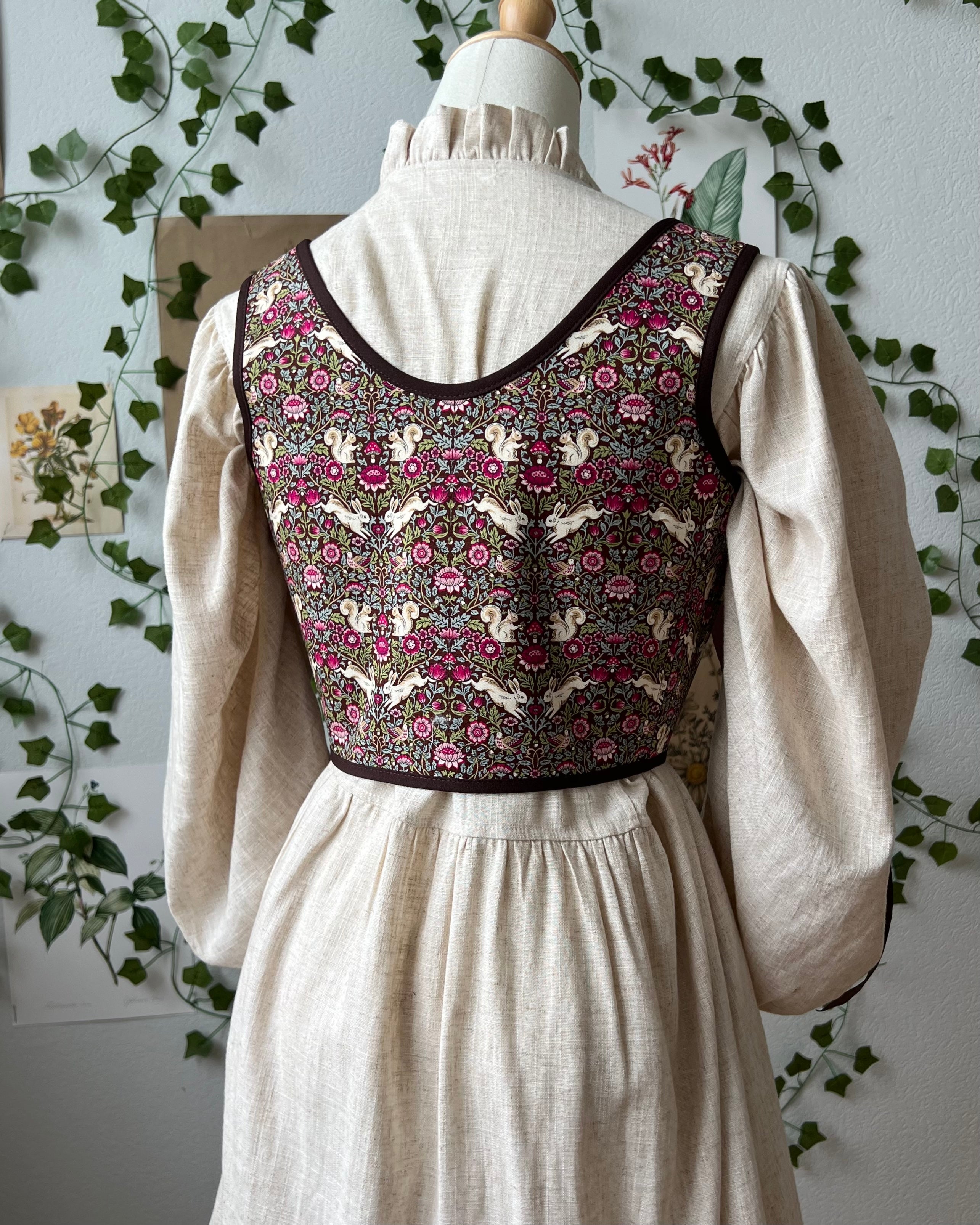 Reversible Brown William Morris Corset | Ready-to-Ship
