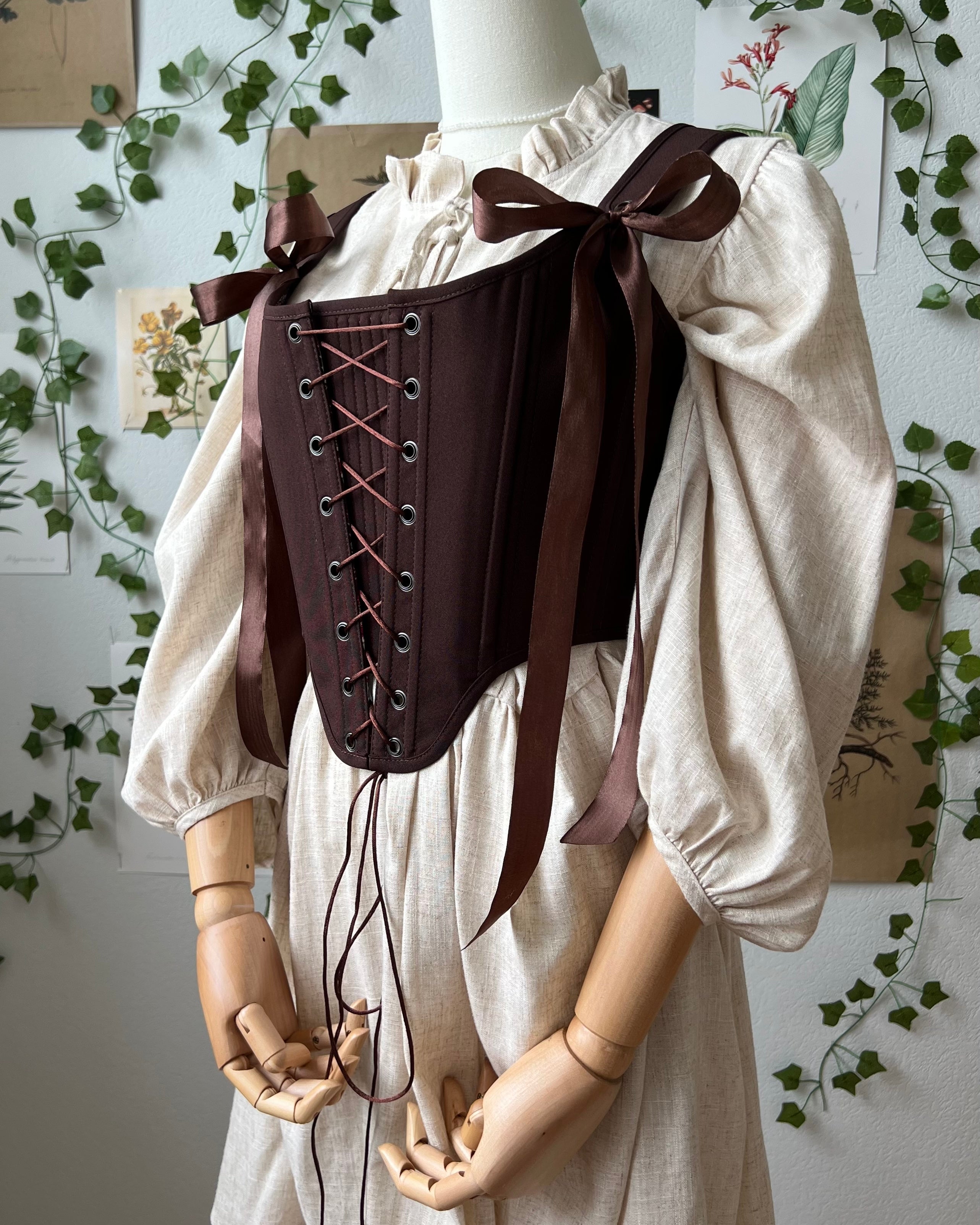 Reversible Brown William Morris Corset | Ready-to-Ship