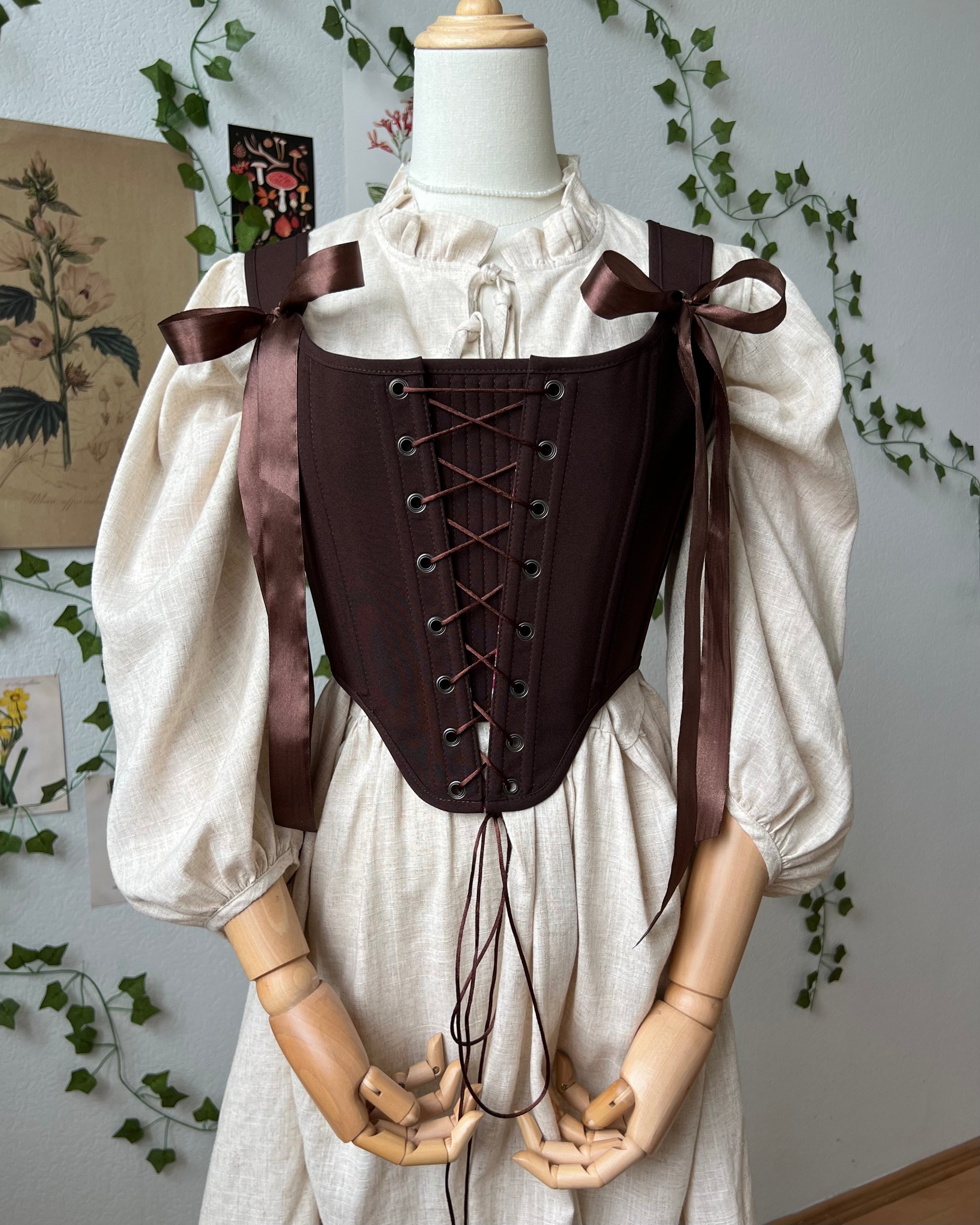 Reversible Brown William Morris Corset | Ready-to-Ship
