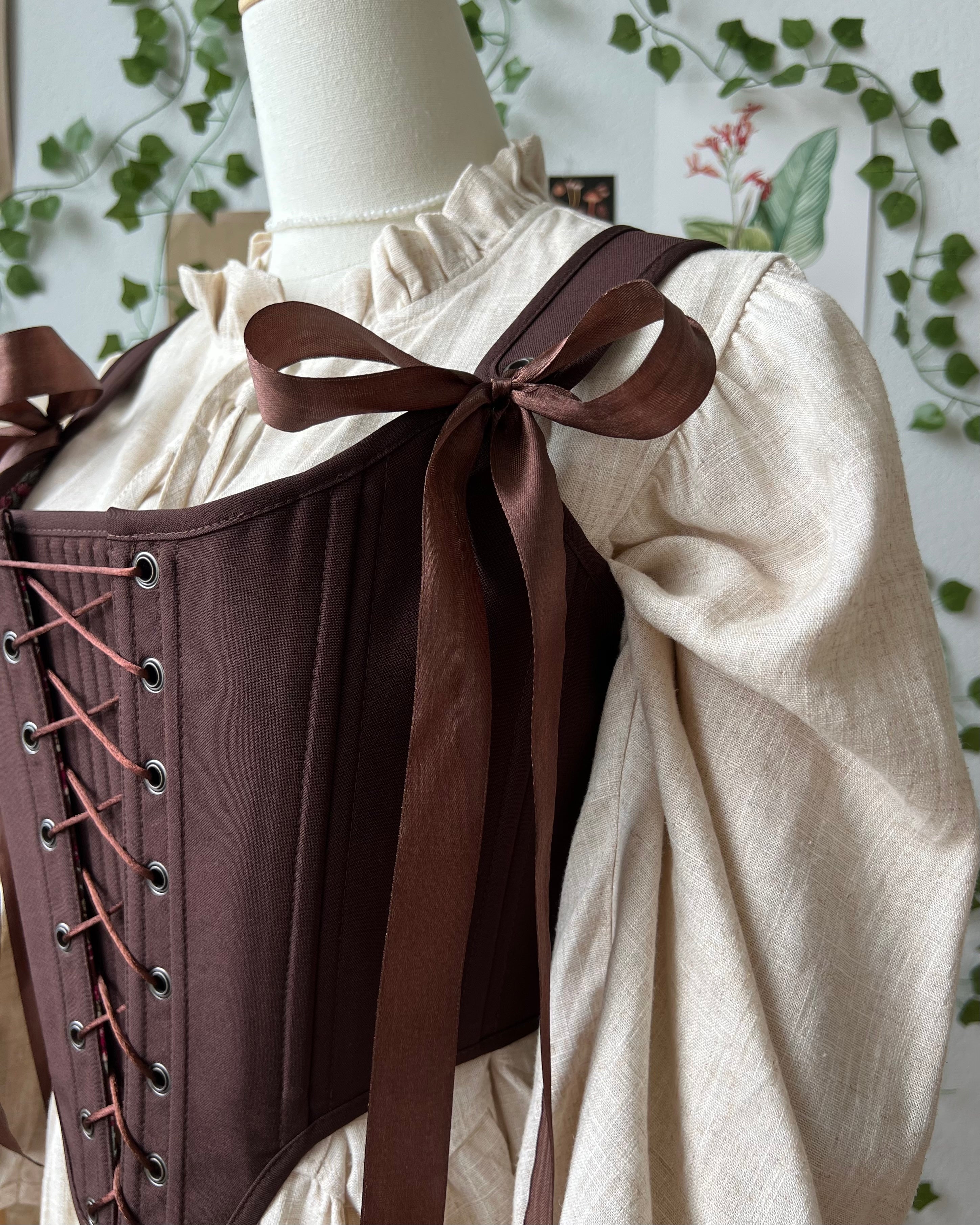 Reversible Brown William Morris Corset | Ready-to-Ship