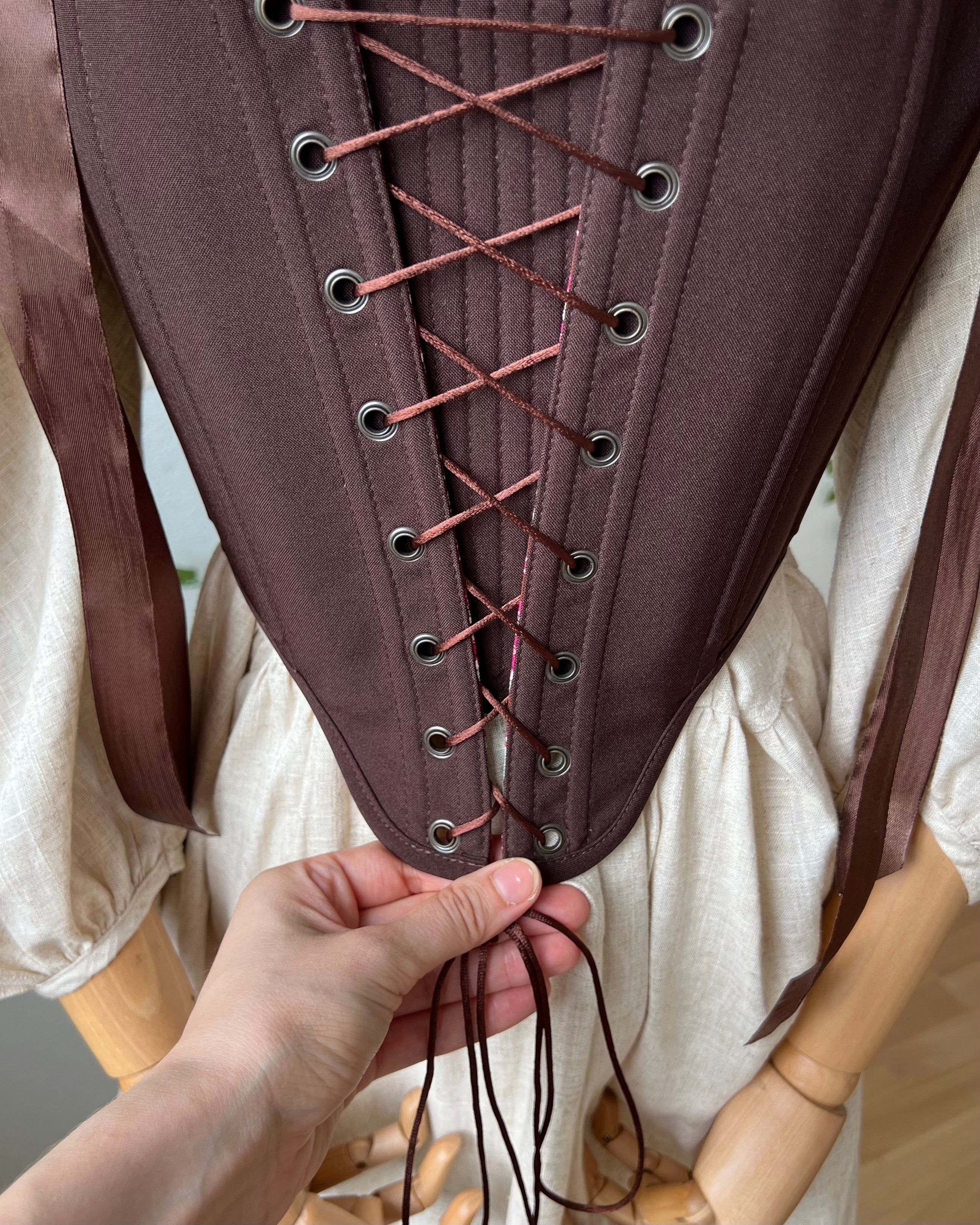 Reversible Brown William Morris Corset | Ready-to-Ship