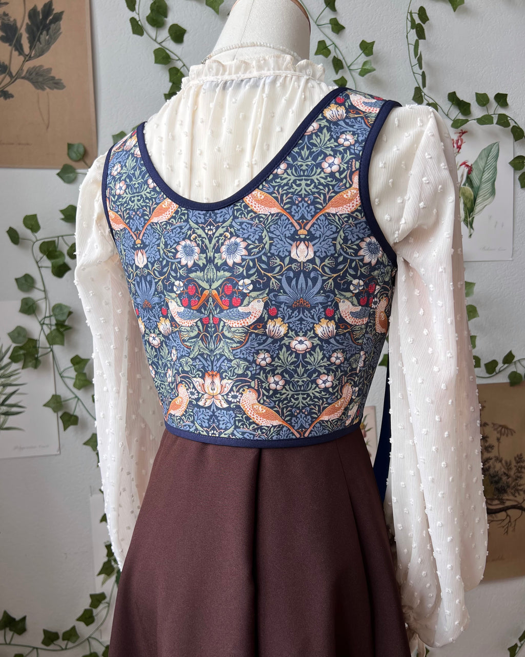 Reversible Blue William Morris Corset | Ready-to-Ship