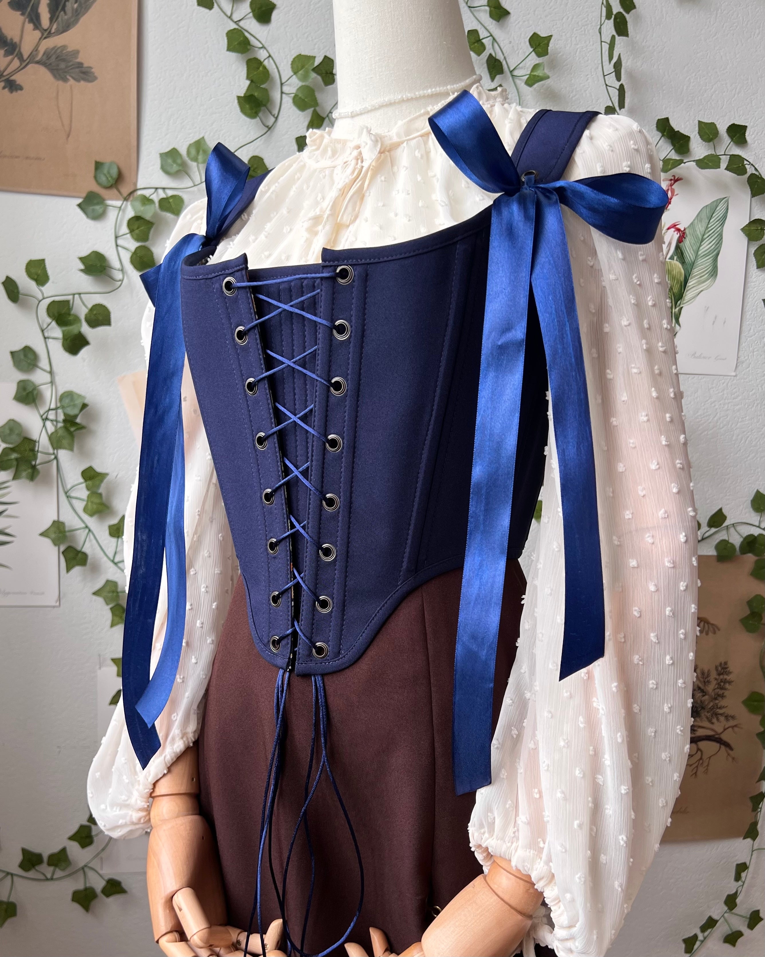 Reversible Blue William Morris Corset | Ready-to-Ship
