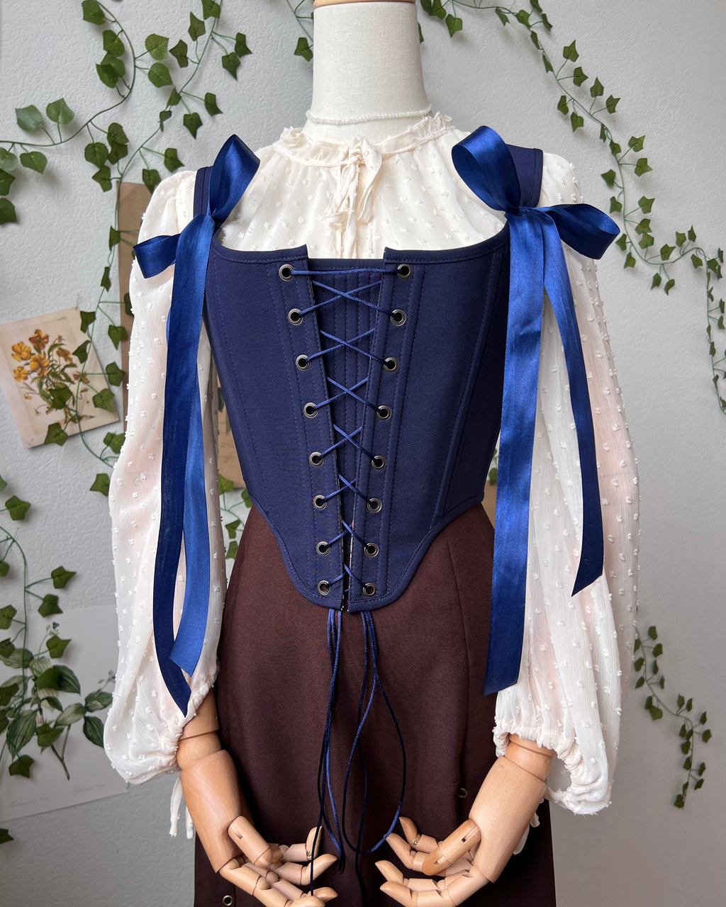 Reversible Blue William Morris Corset | Ready-to-Ship