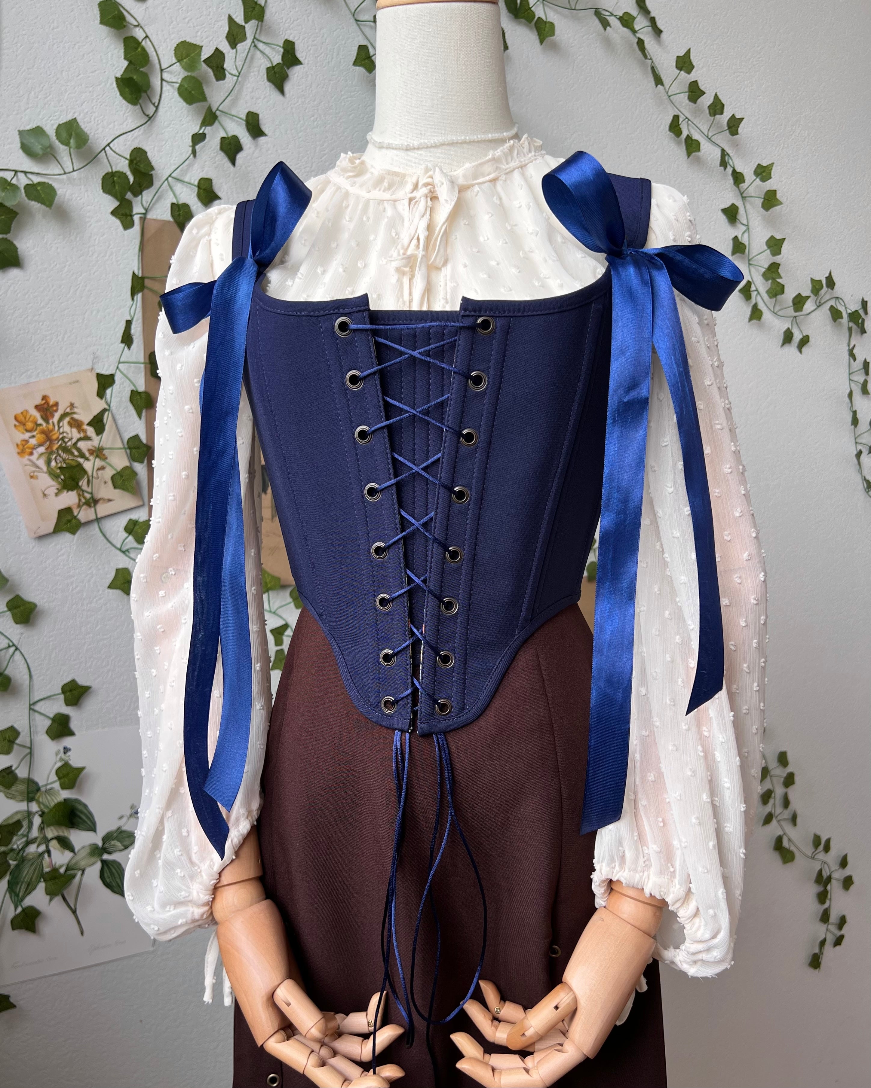 Reversible Blue William Morris Corset | Ready-to-Ship