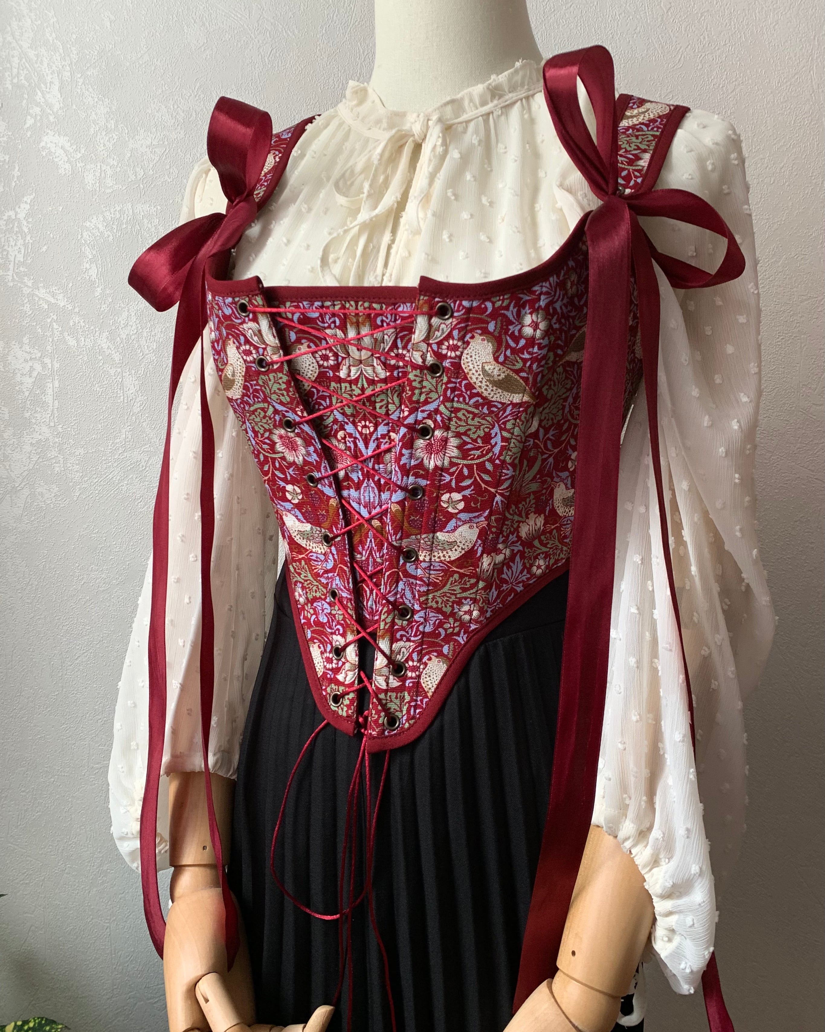 Reversible William Morris Red Corset
