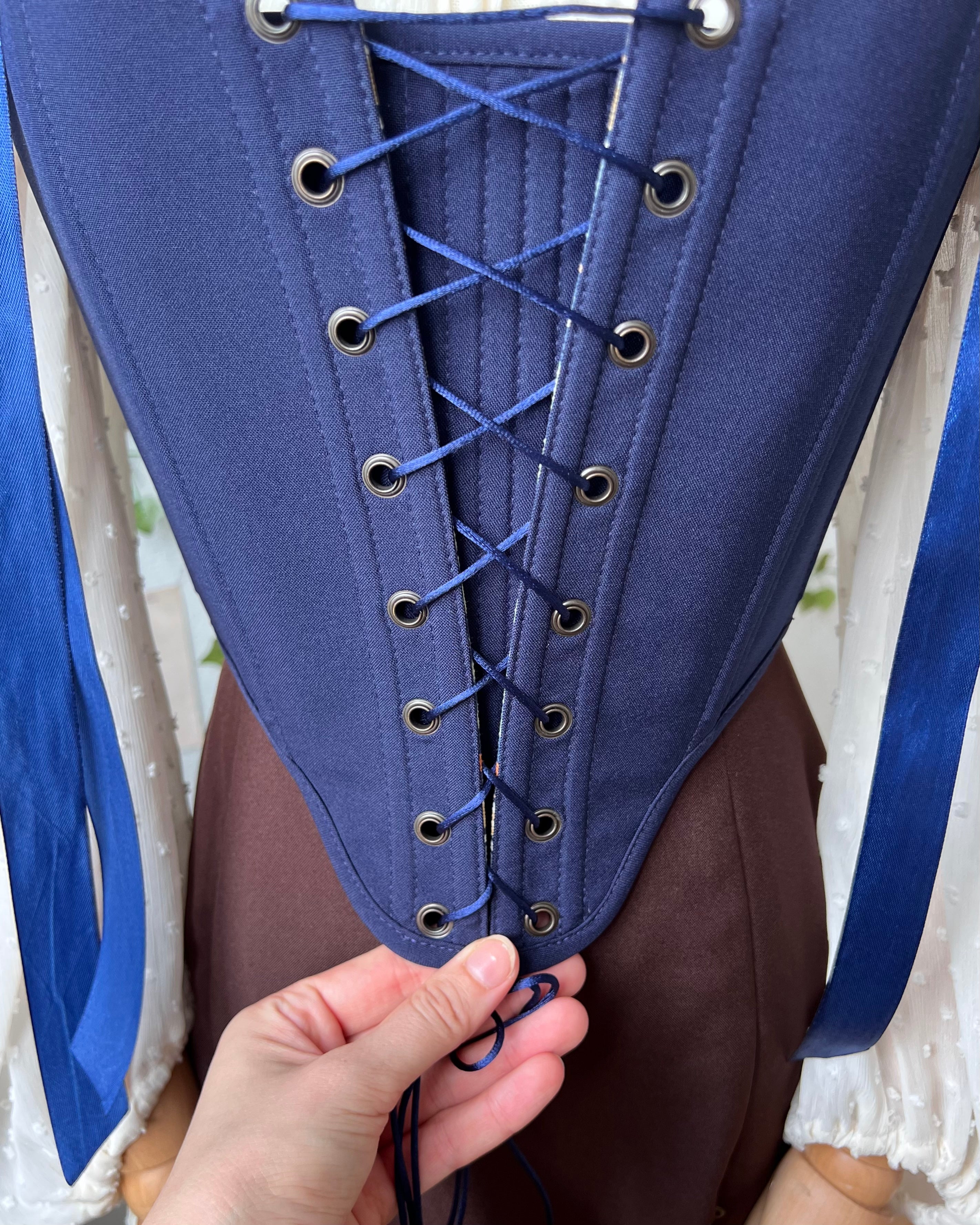 Reversible Blue William Morris Corset | Ready-to-Ship