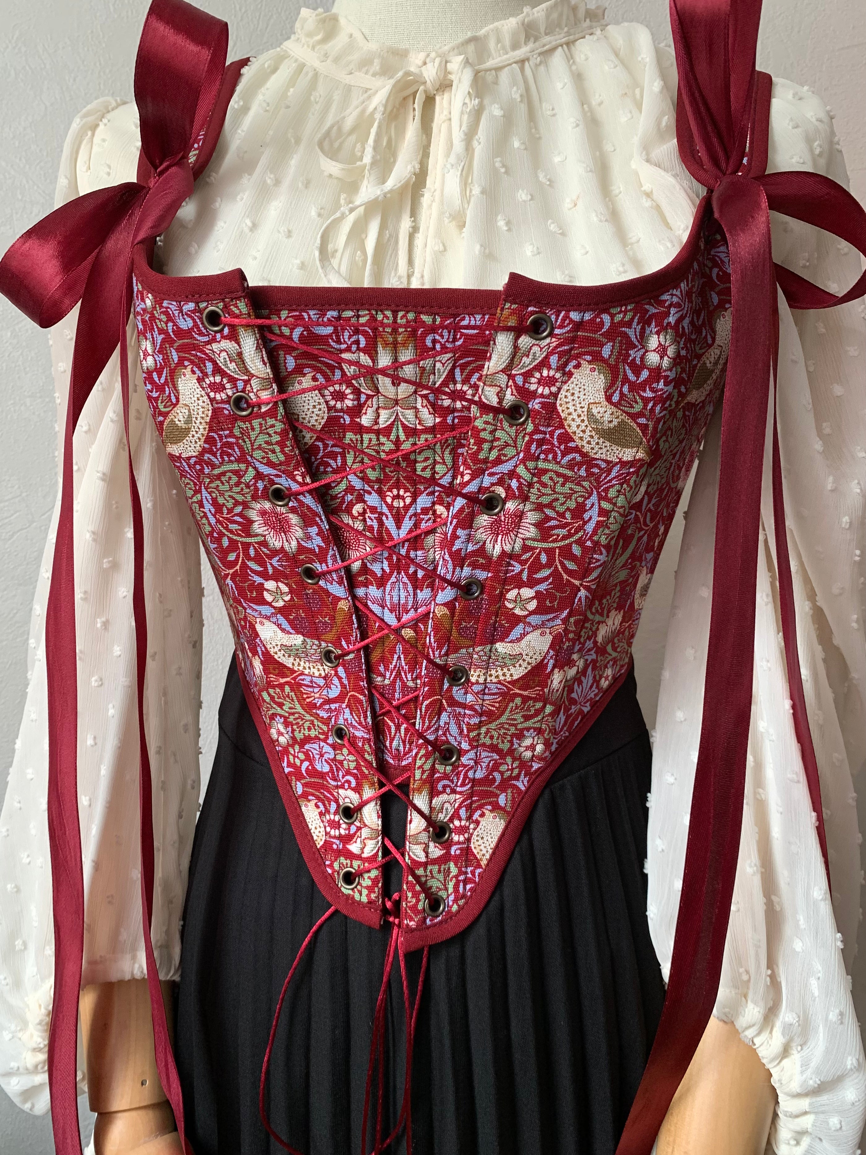 Reversible William Morris Red Corset