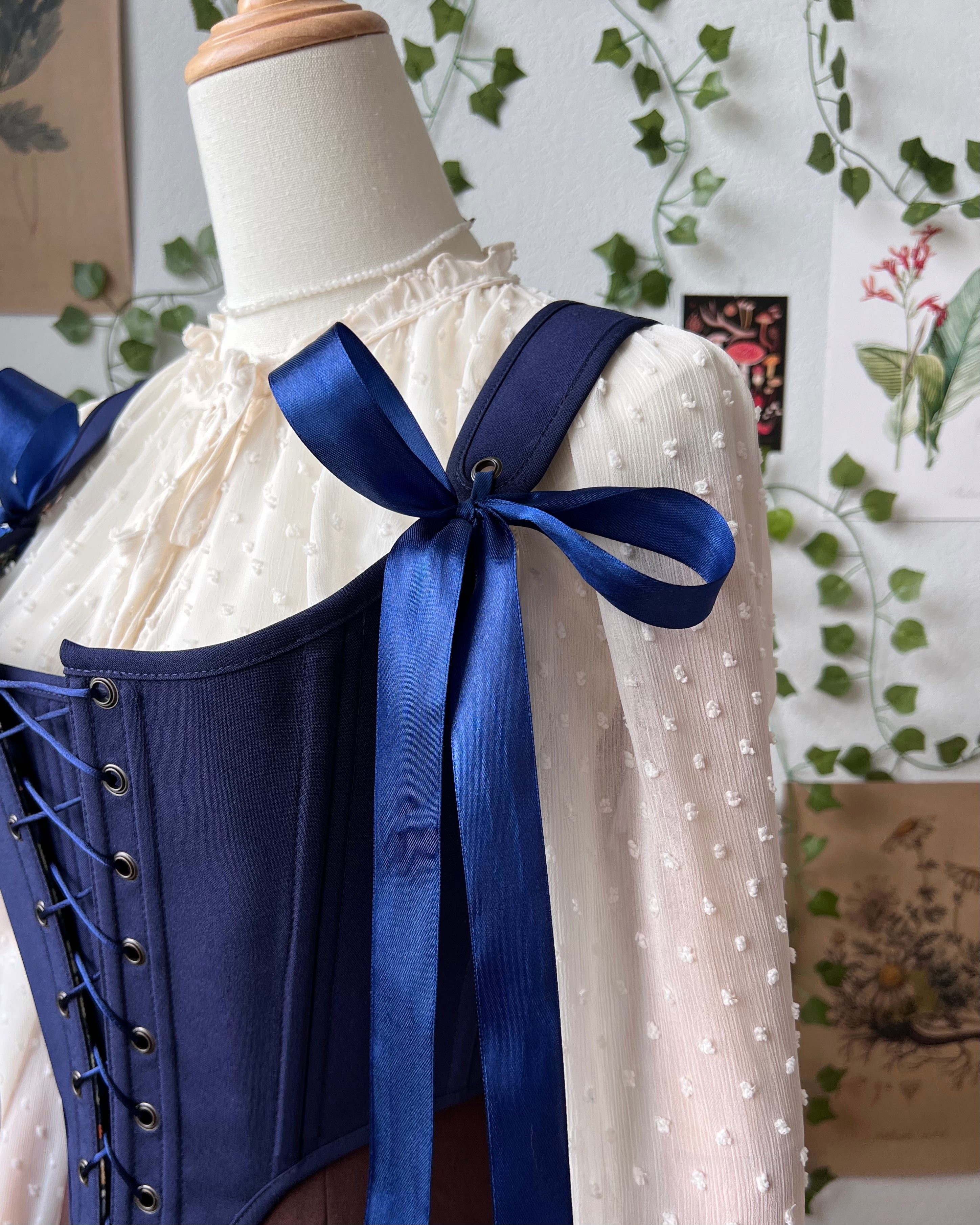 Reversible Blue William Morris Corset | Ready-to-Ship