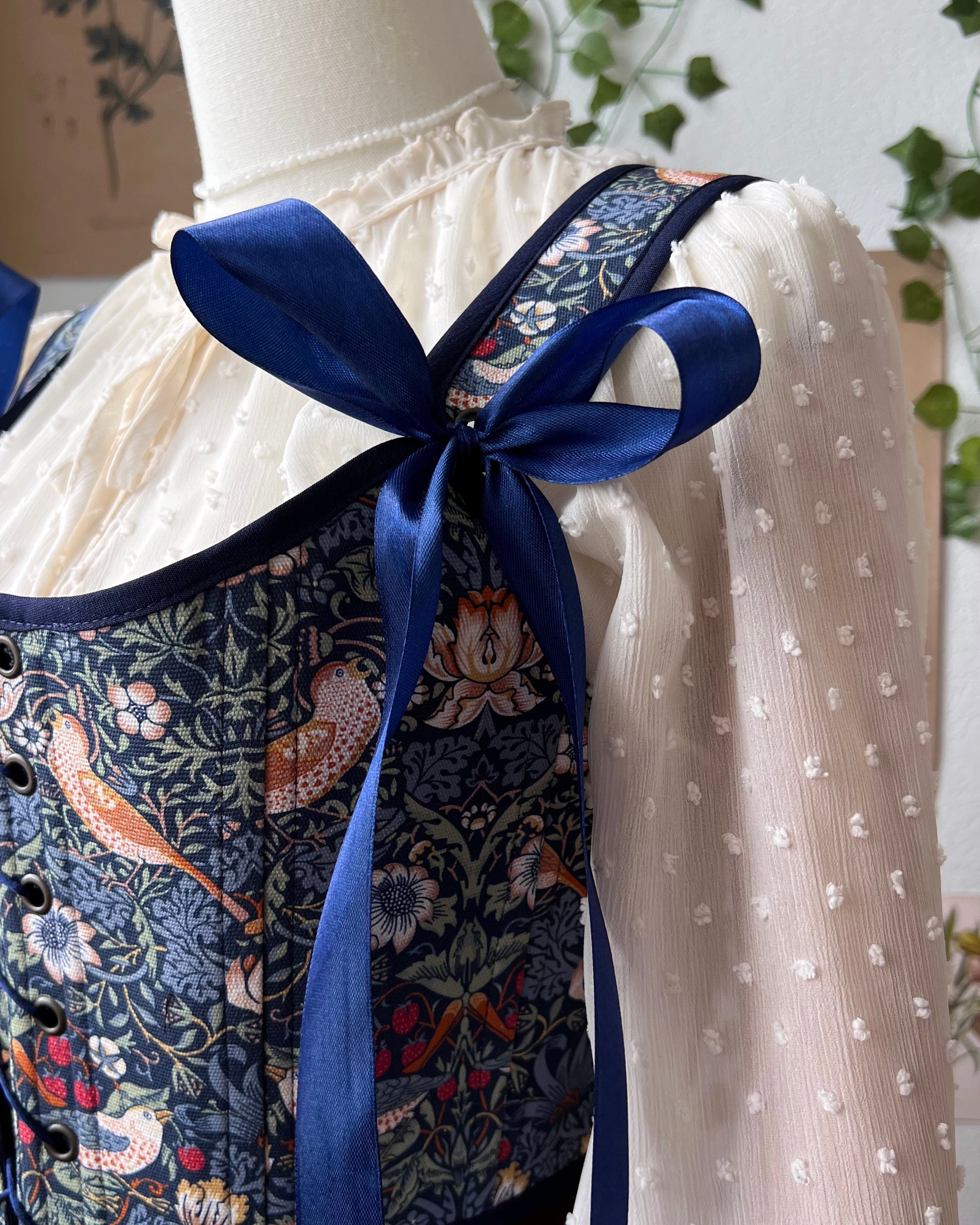 Reversible Blue William Morris Corset | Ready-to-Ship