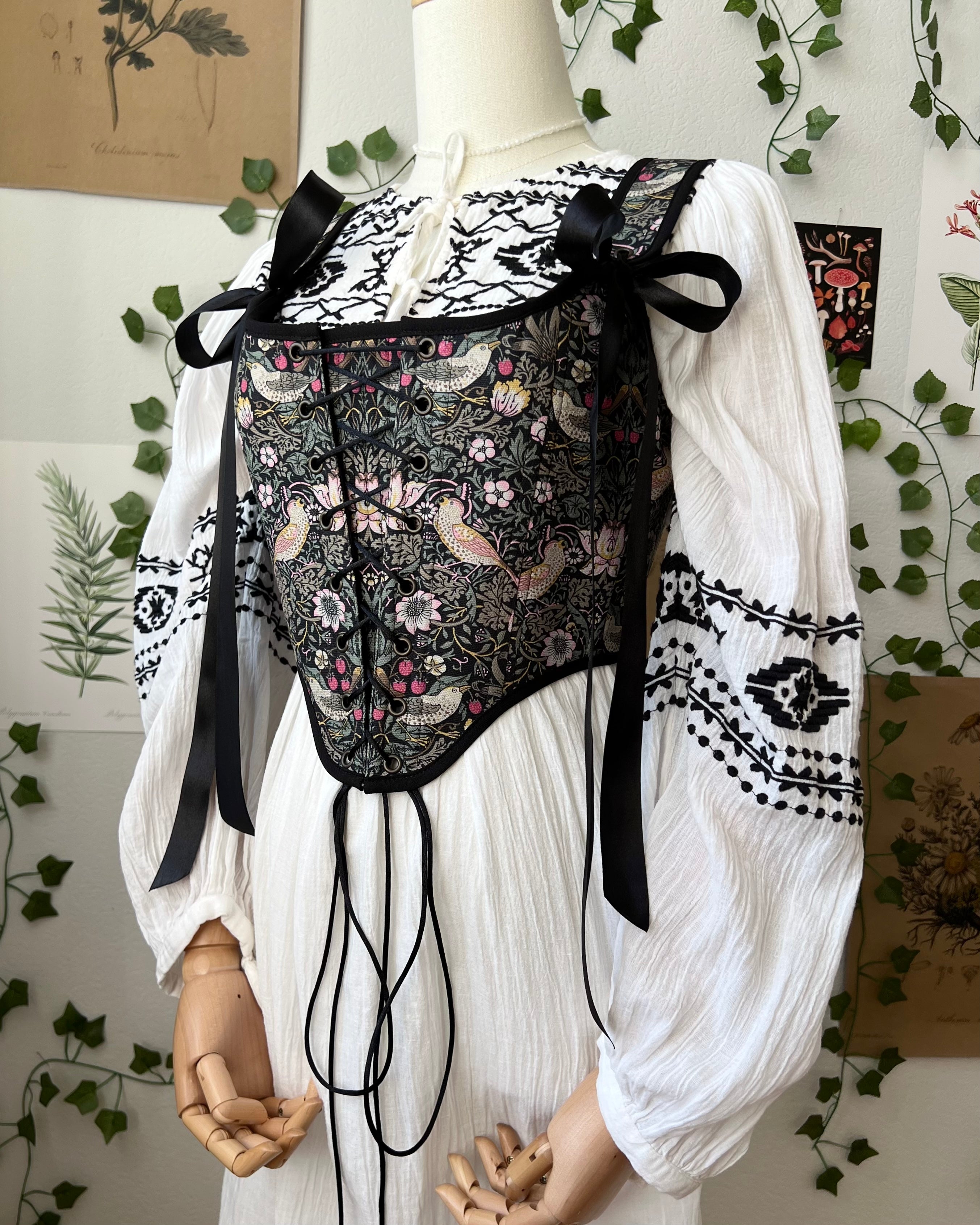 Reversible Black William Morris Corset | Ready-to-Ship