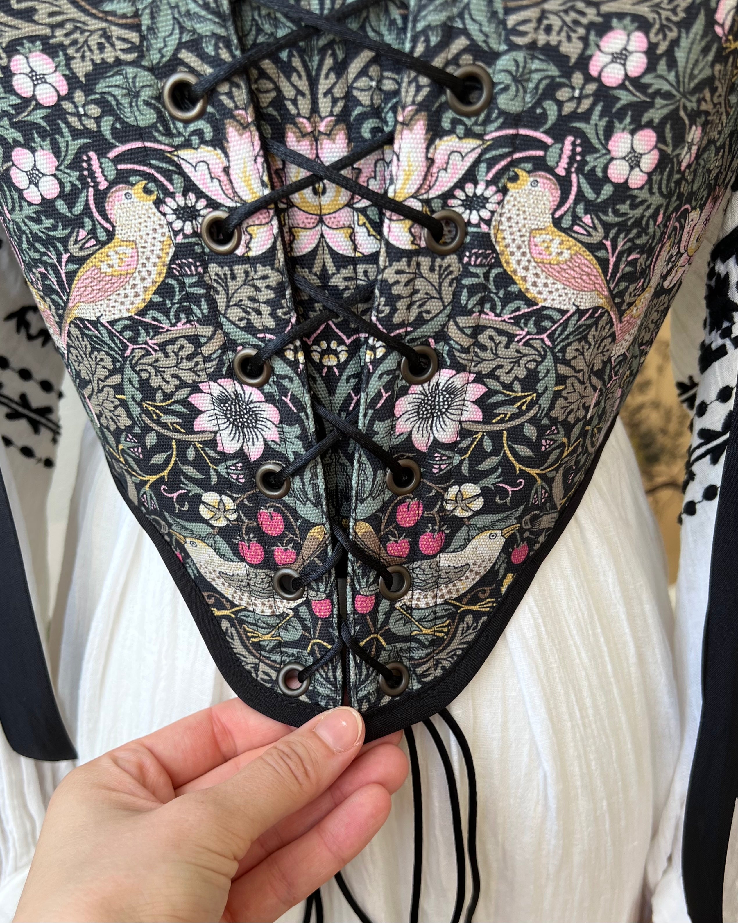 Reversible Black William Morris Corset | Ready-to-Ship