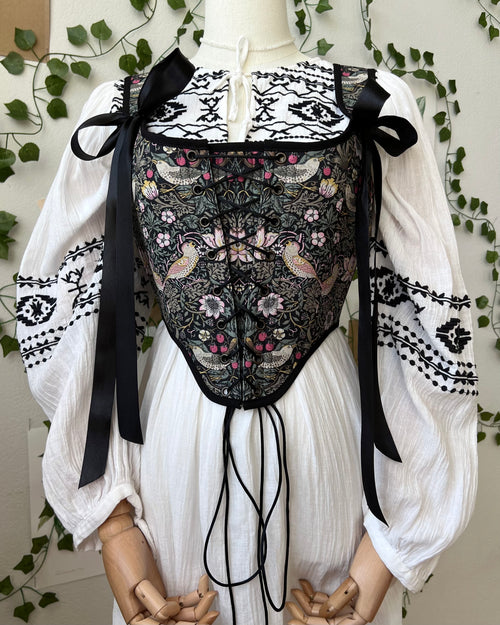 Reversible Black William Morris Corset | Ready-to-Ship