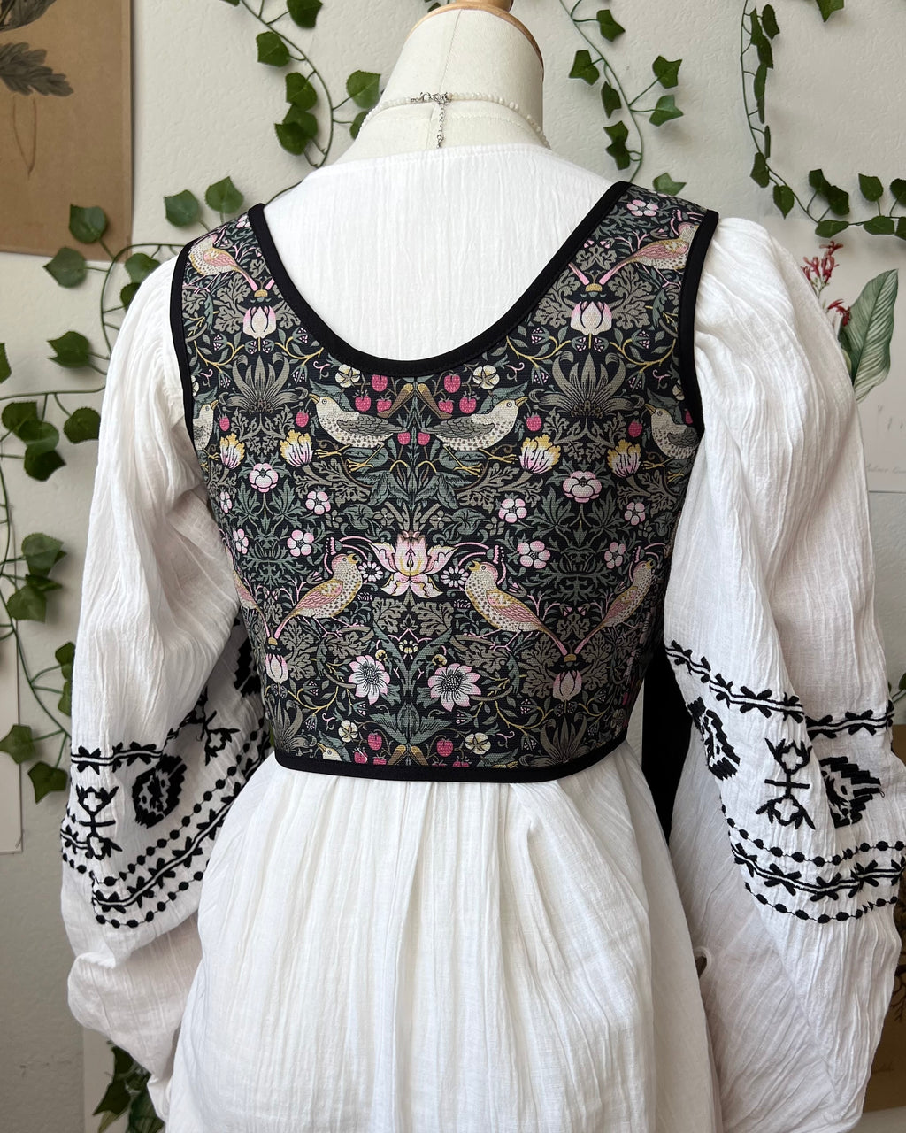 Reversible Black William Morris Corset | Ready-to-Ship