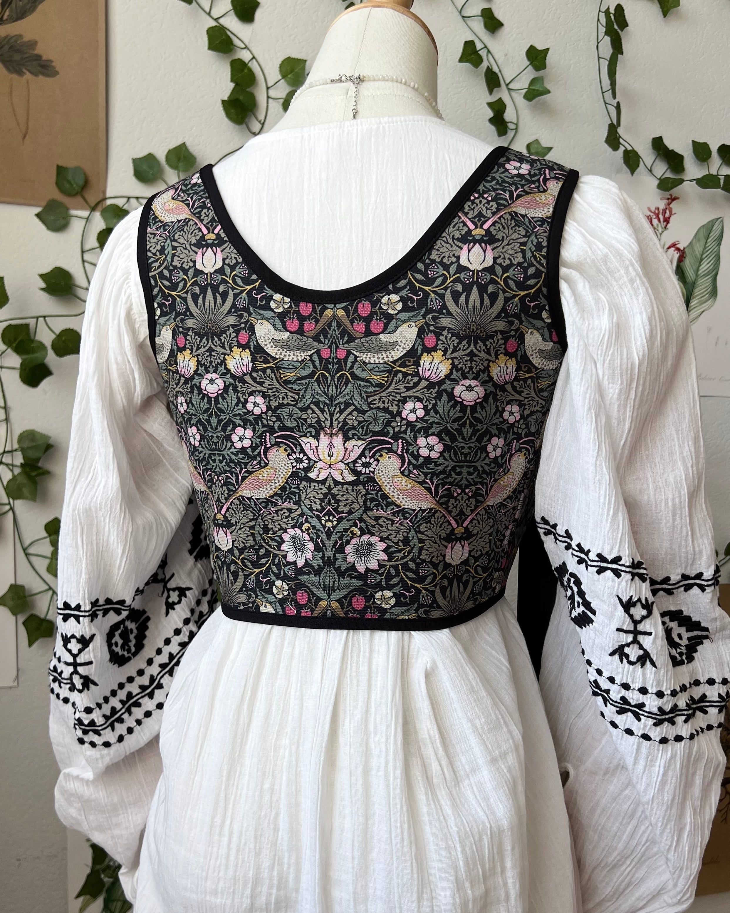 Reversible Black William Morris Corset | Ready-to-Ship