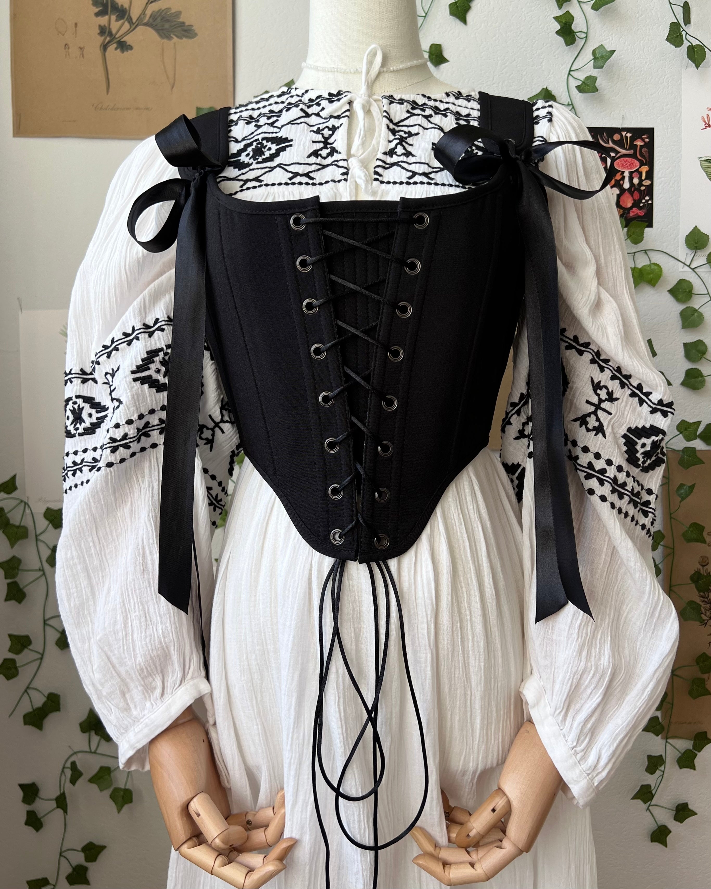 Reversible Black William Morris Corset | Ready-to-Ship
