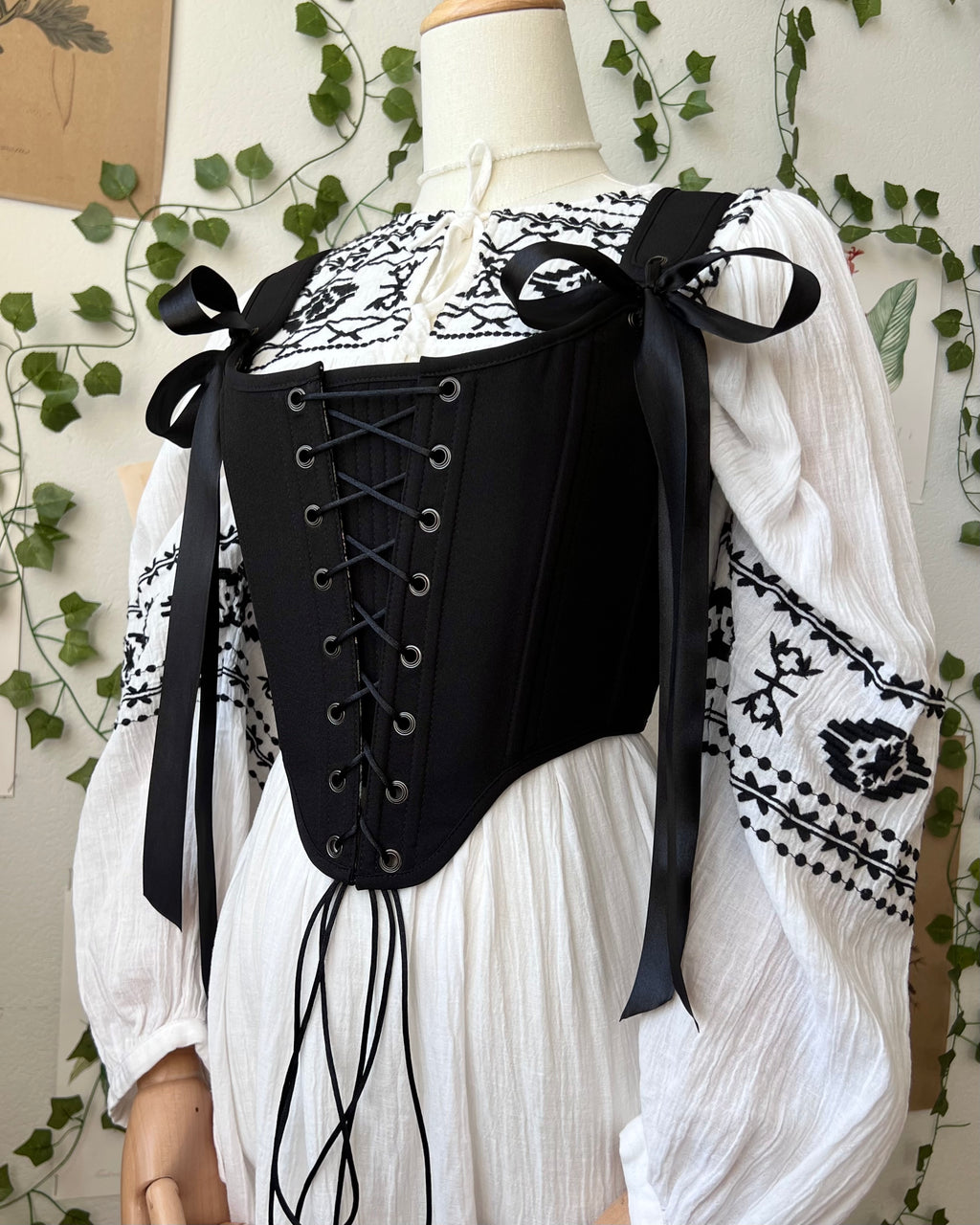 Reversible Black William Morris Corset | Ready-to-Ship