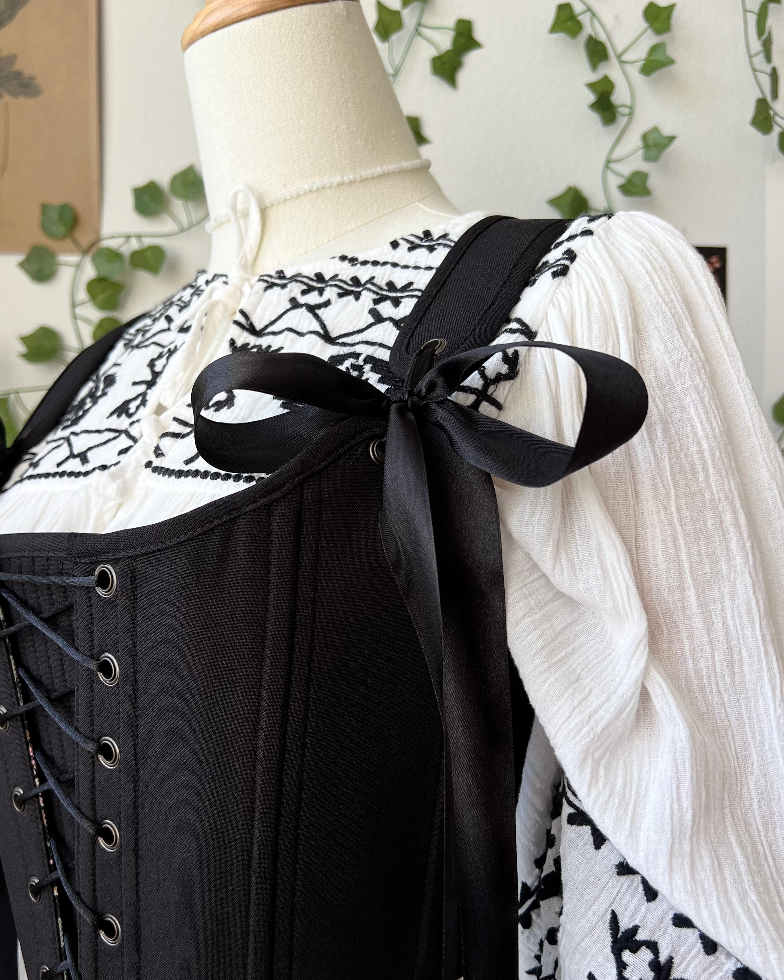 Reversible Black William Morris Corset | Ready-to-Ship