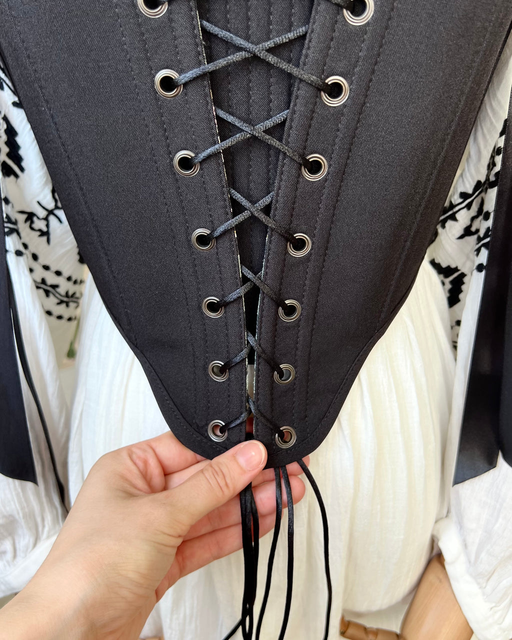 Reversible Black William Morris Corset | Ready-to-Ship