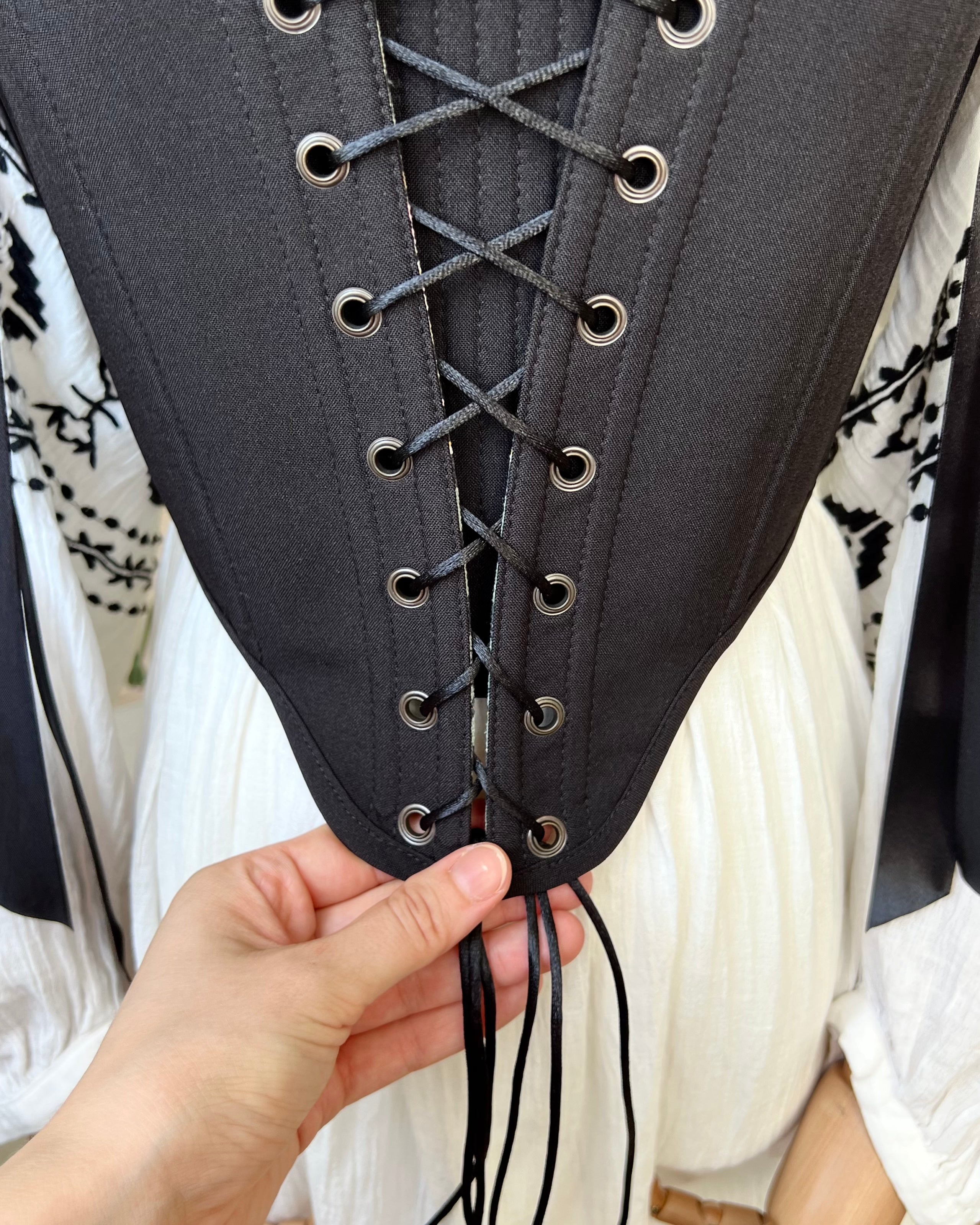 Reversible Black William Morris Corset | Ready-to-Ship