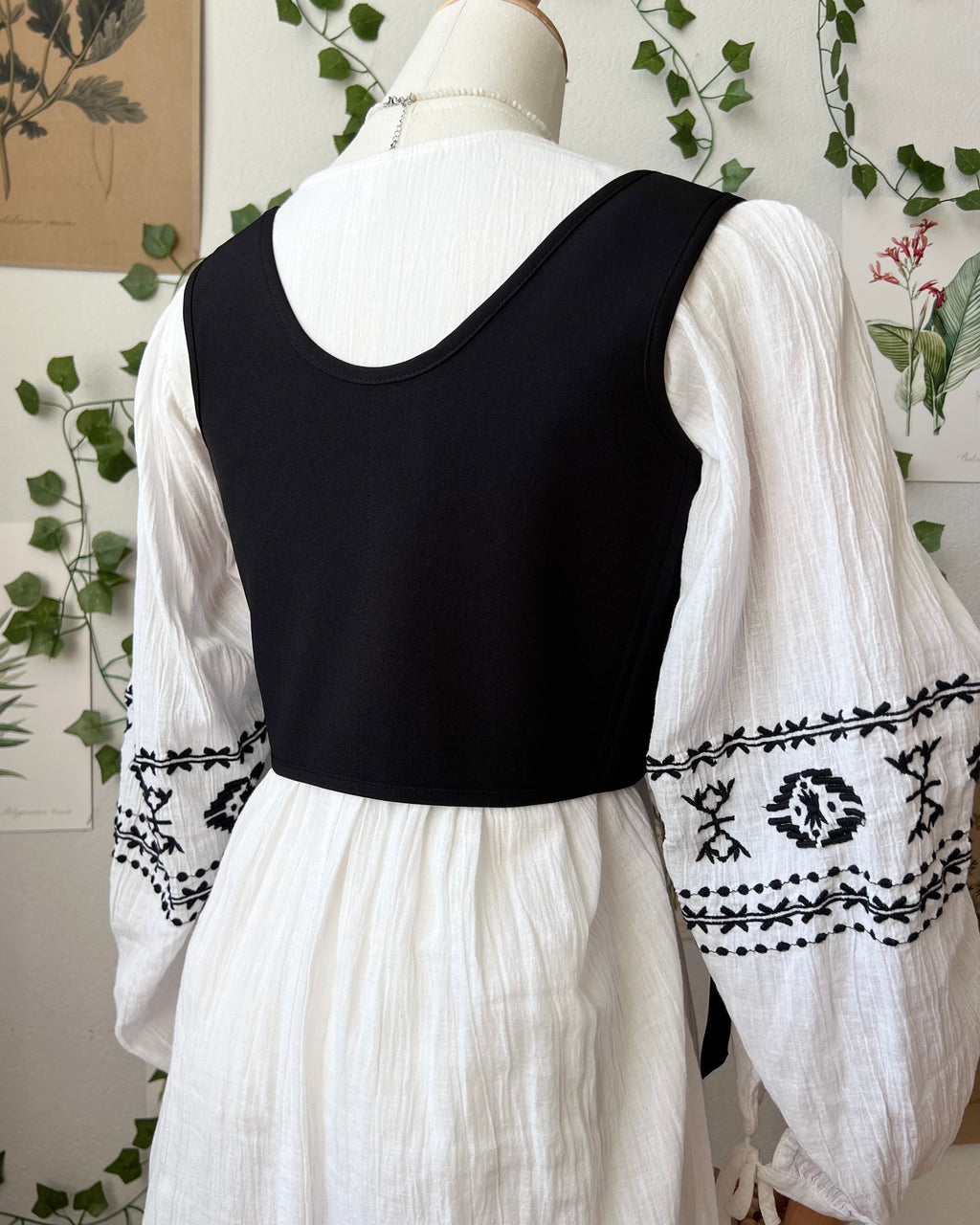Reversible Black William Morris Corset | Ready-to-Ship