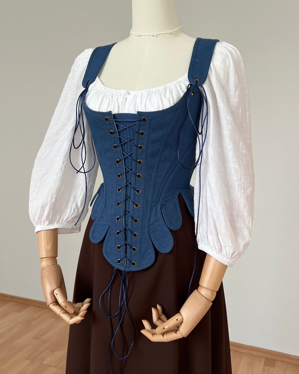 Reversible 18th-century Blue Wildflowers Stays