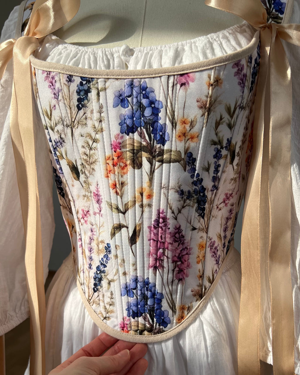 Reversible Floral Beige Corset