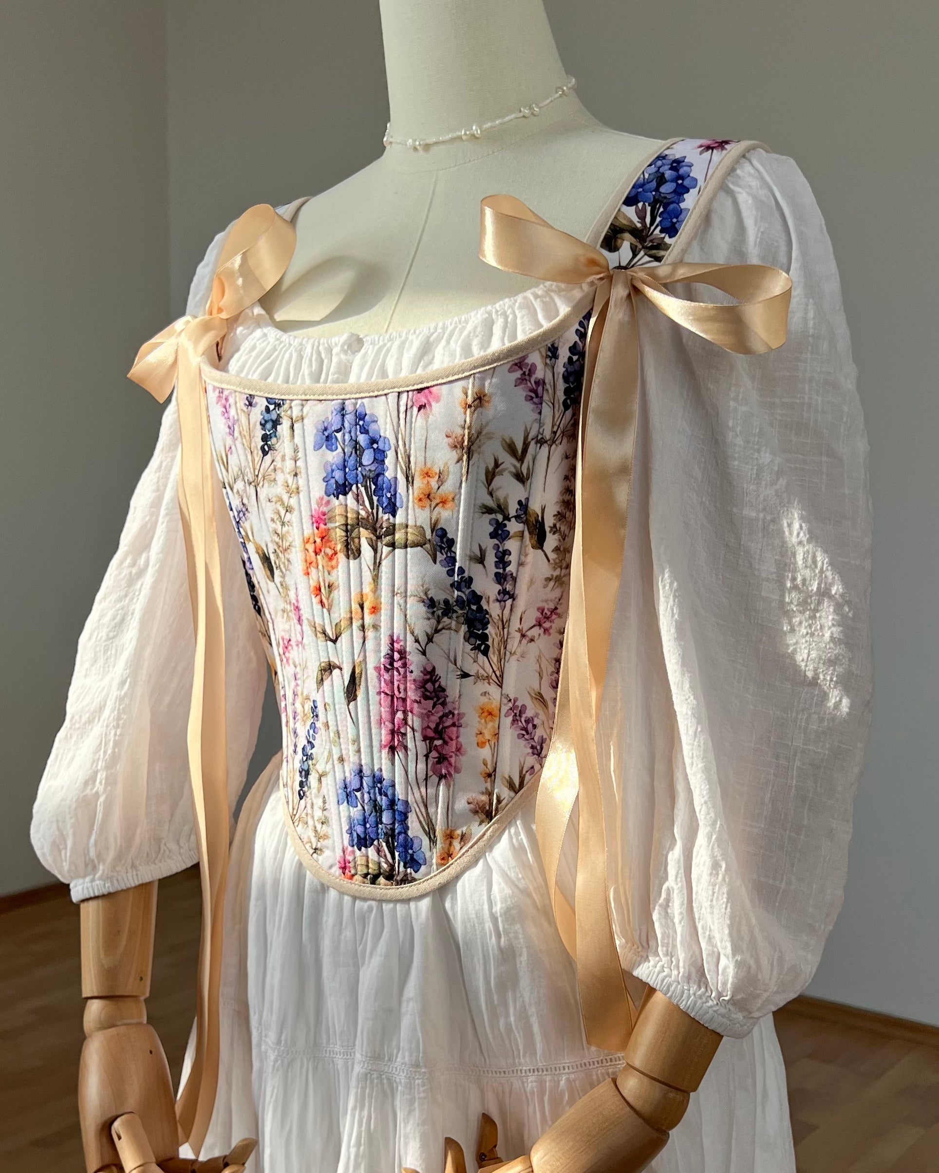 Reversible Floral Beige Corset