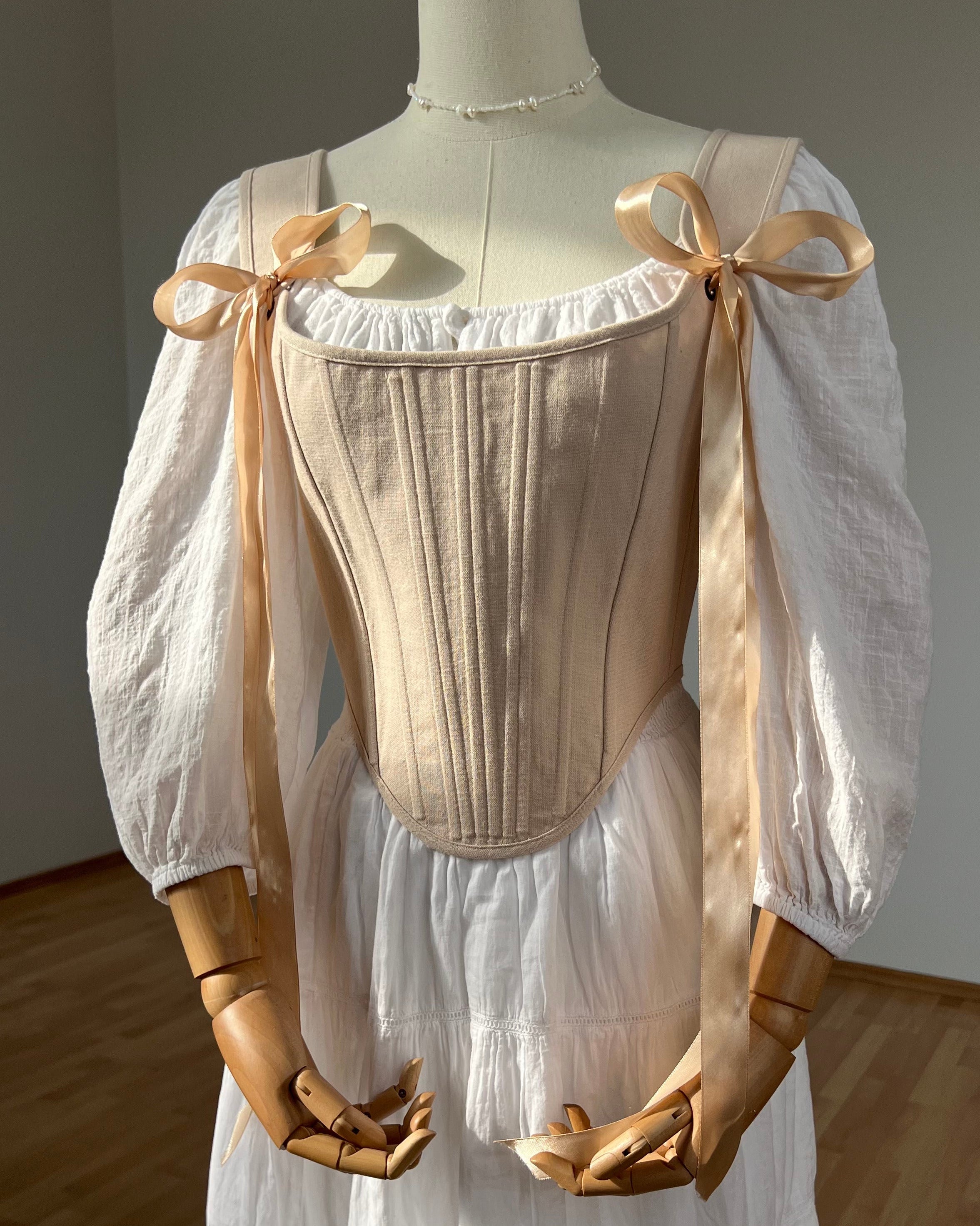 Reversible Floral Beige Corset