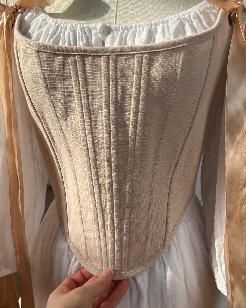 Reversible Floral Beige Corset