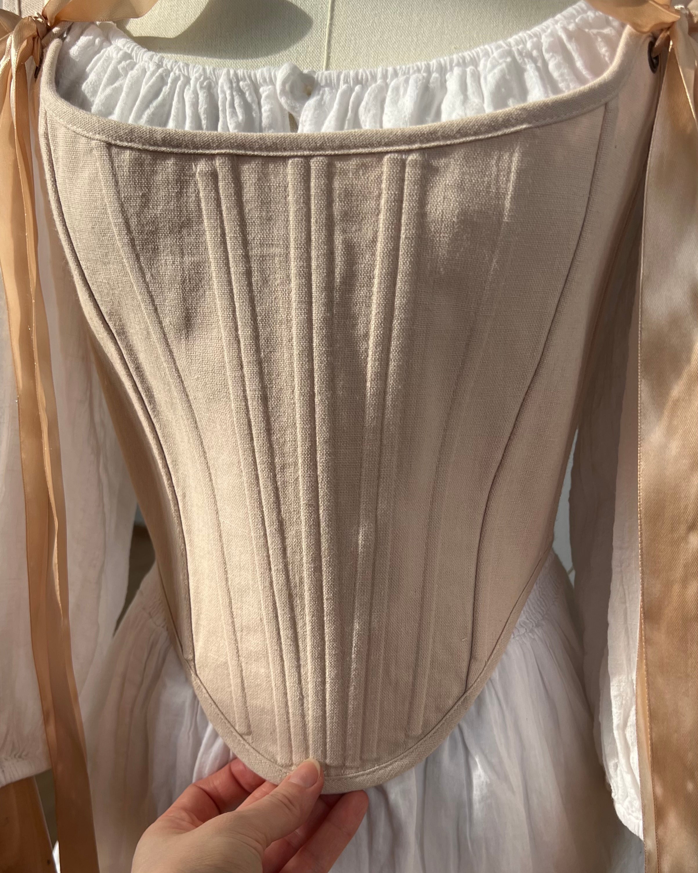 Reversible Floral Beige Corset