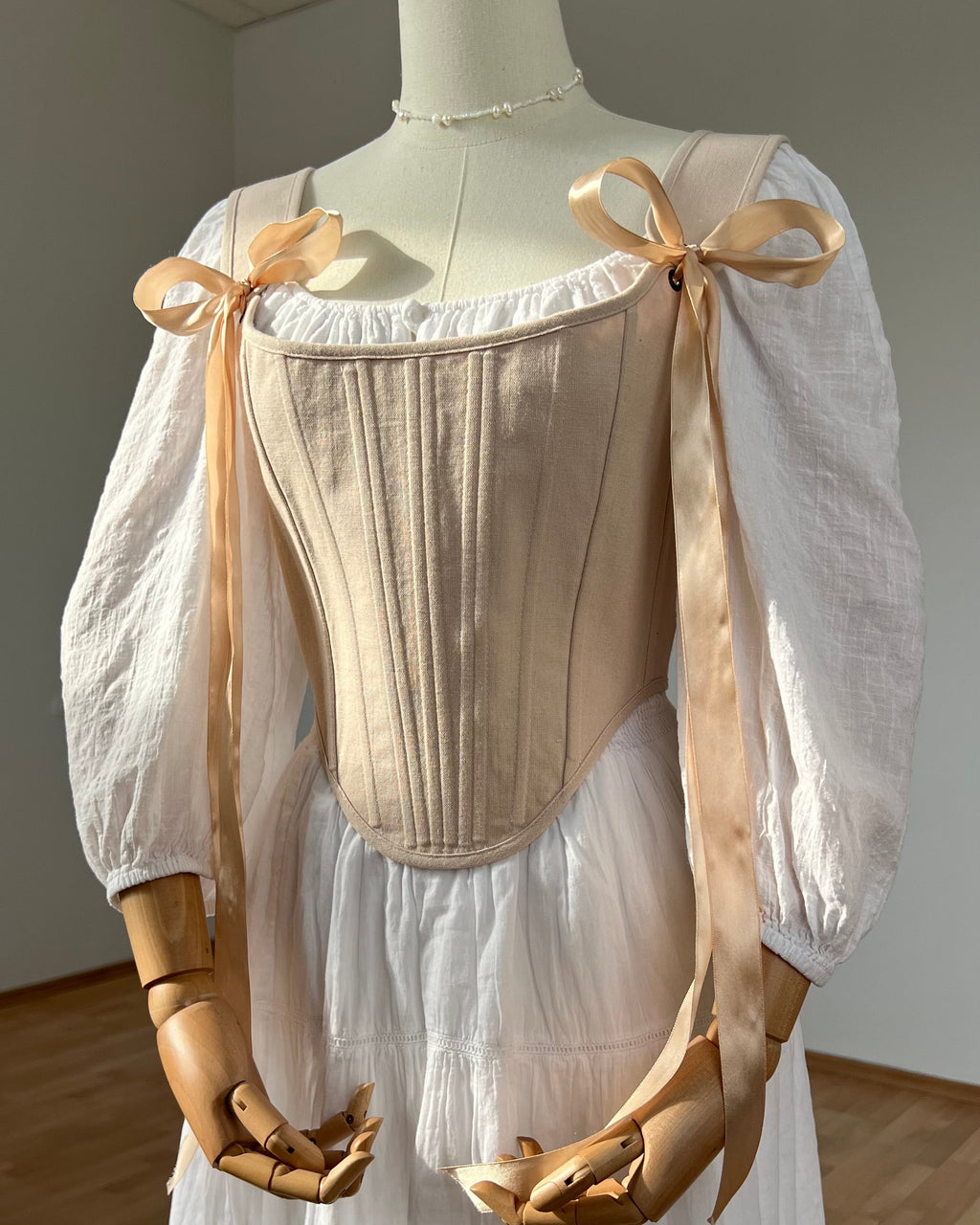 Reversible Floral Beige Corset
