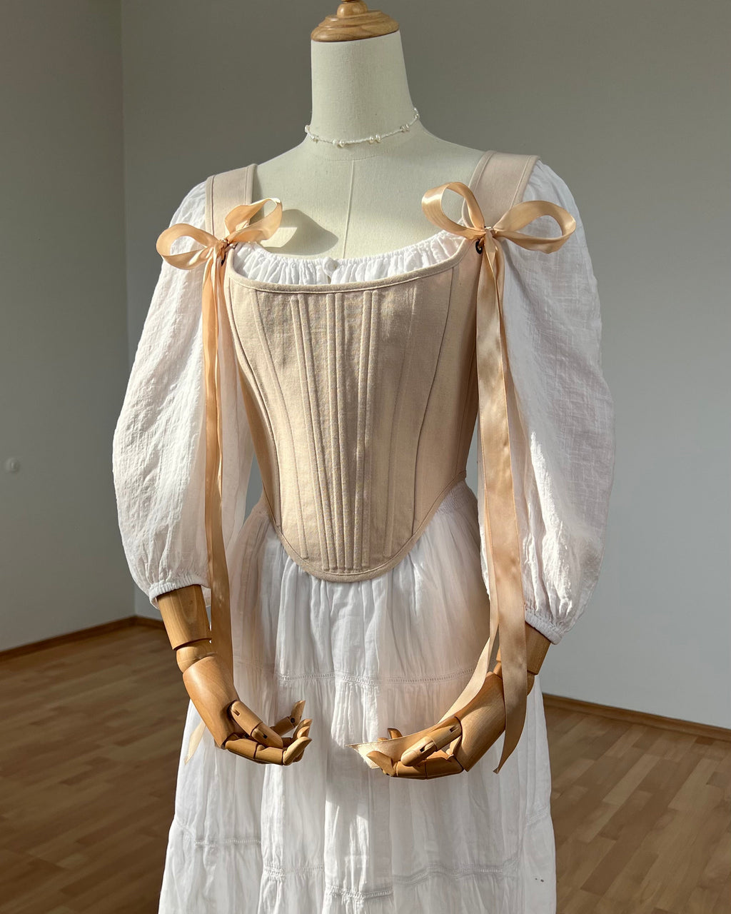 Reversible Floral Beige Corset