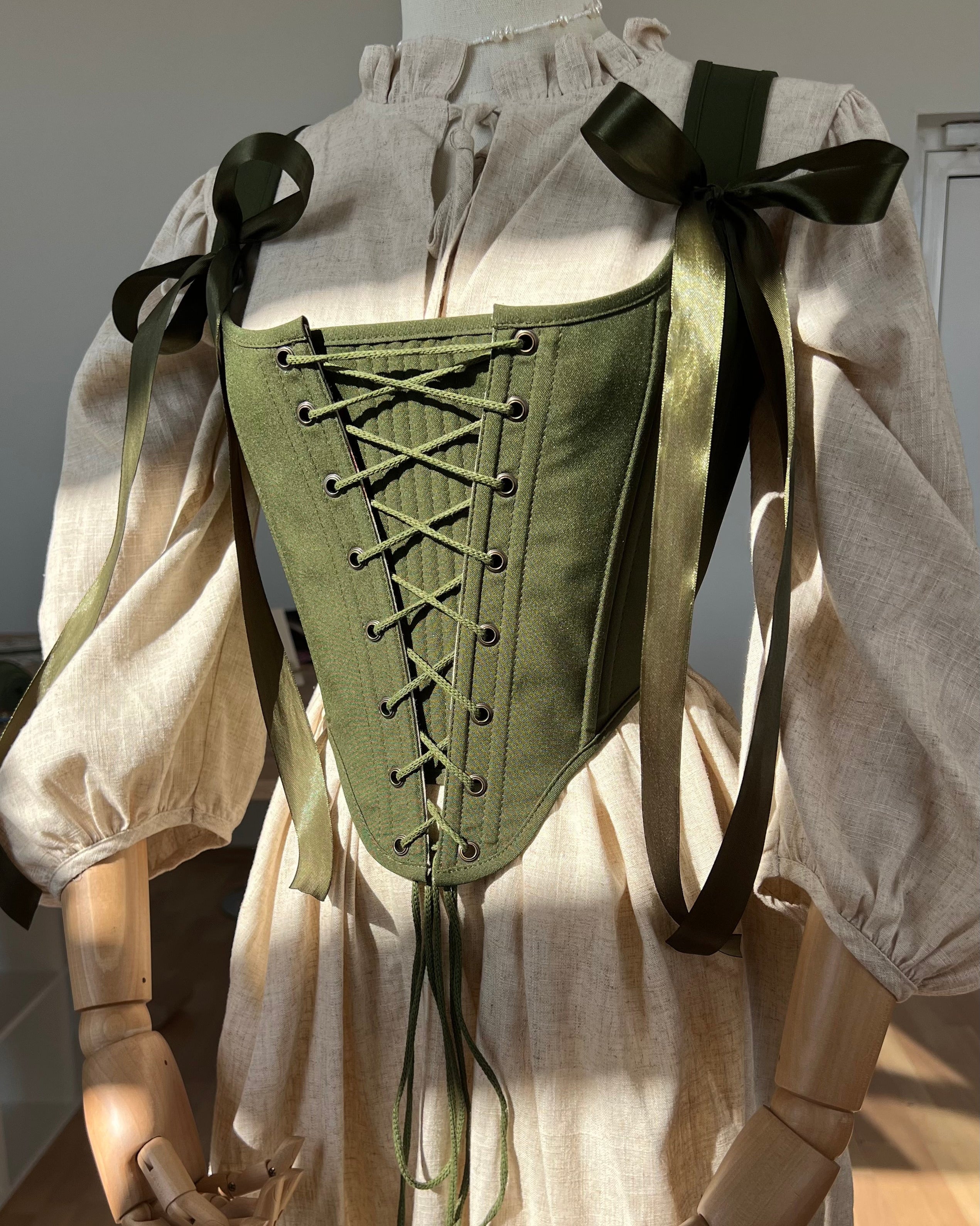 Reversible Green Botanical Corset