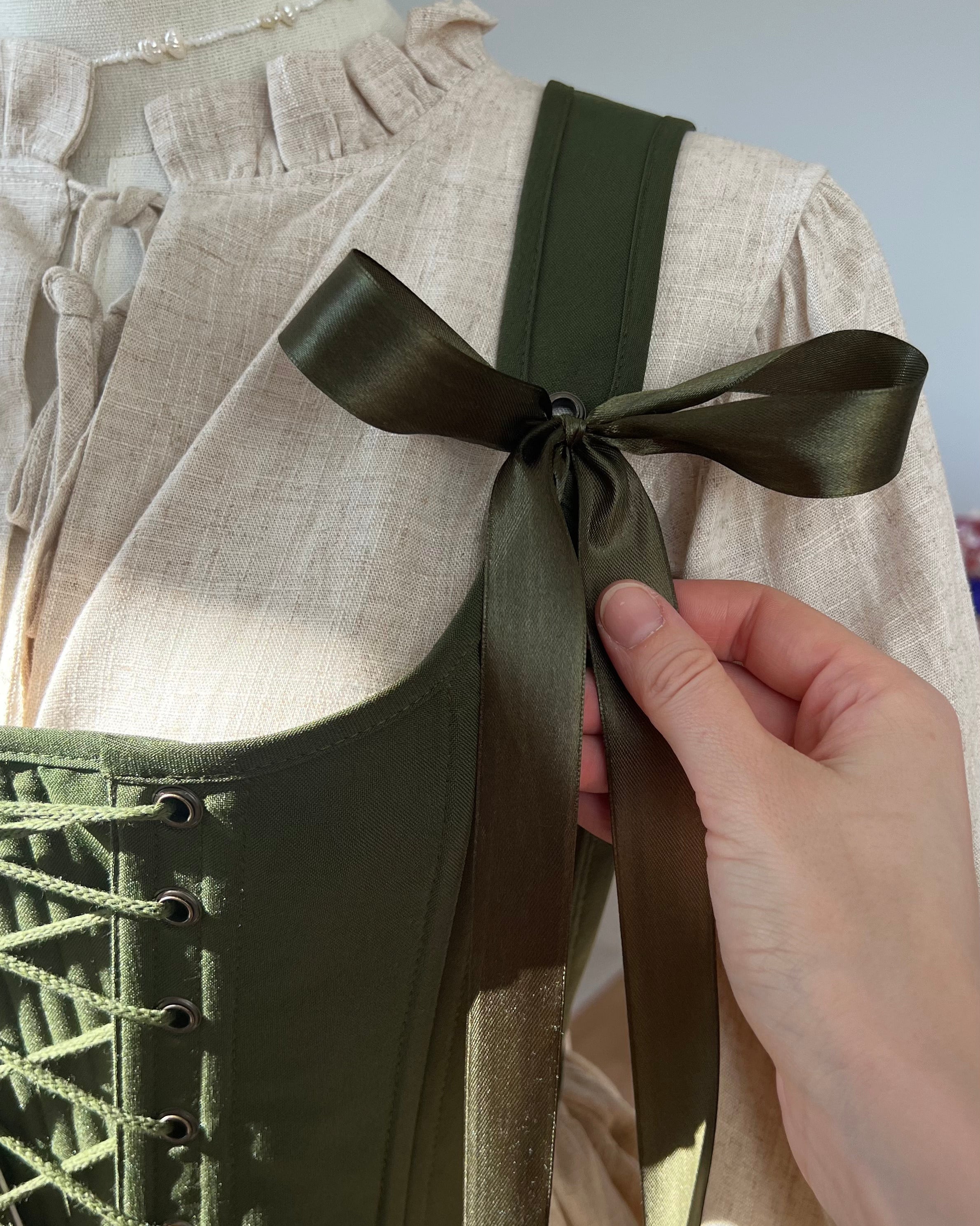 Reversible Green Botanical Corset